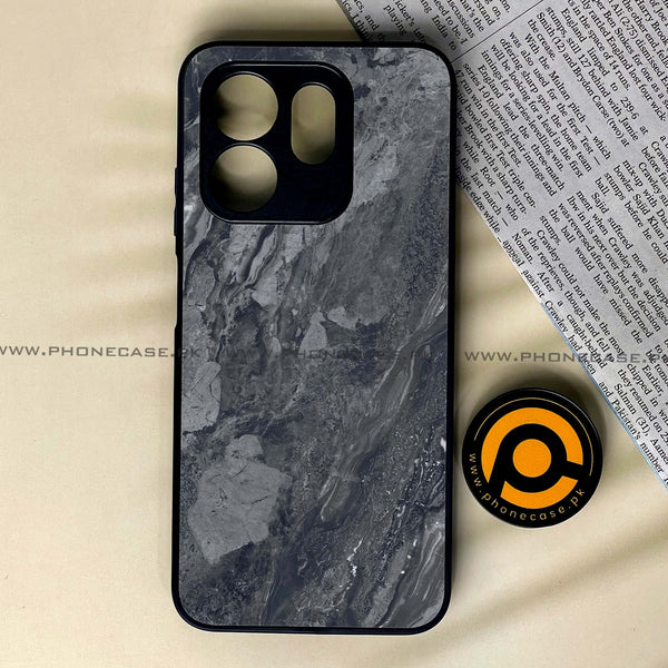 Infinix Hot 50i - Black Marble 2.0 Design 1 - Premium Printed Glass soft Bumper shock Proof Case CS-18155