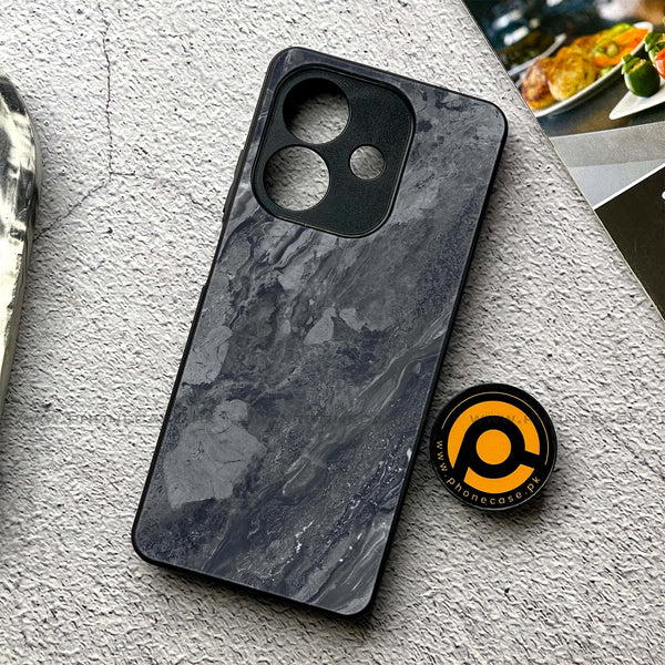 Oppo A3x -  Black Marble 2.0 Series - Premium Printed Metal soft Bumper shock Proof Case