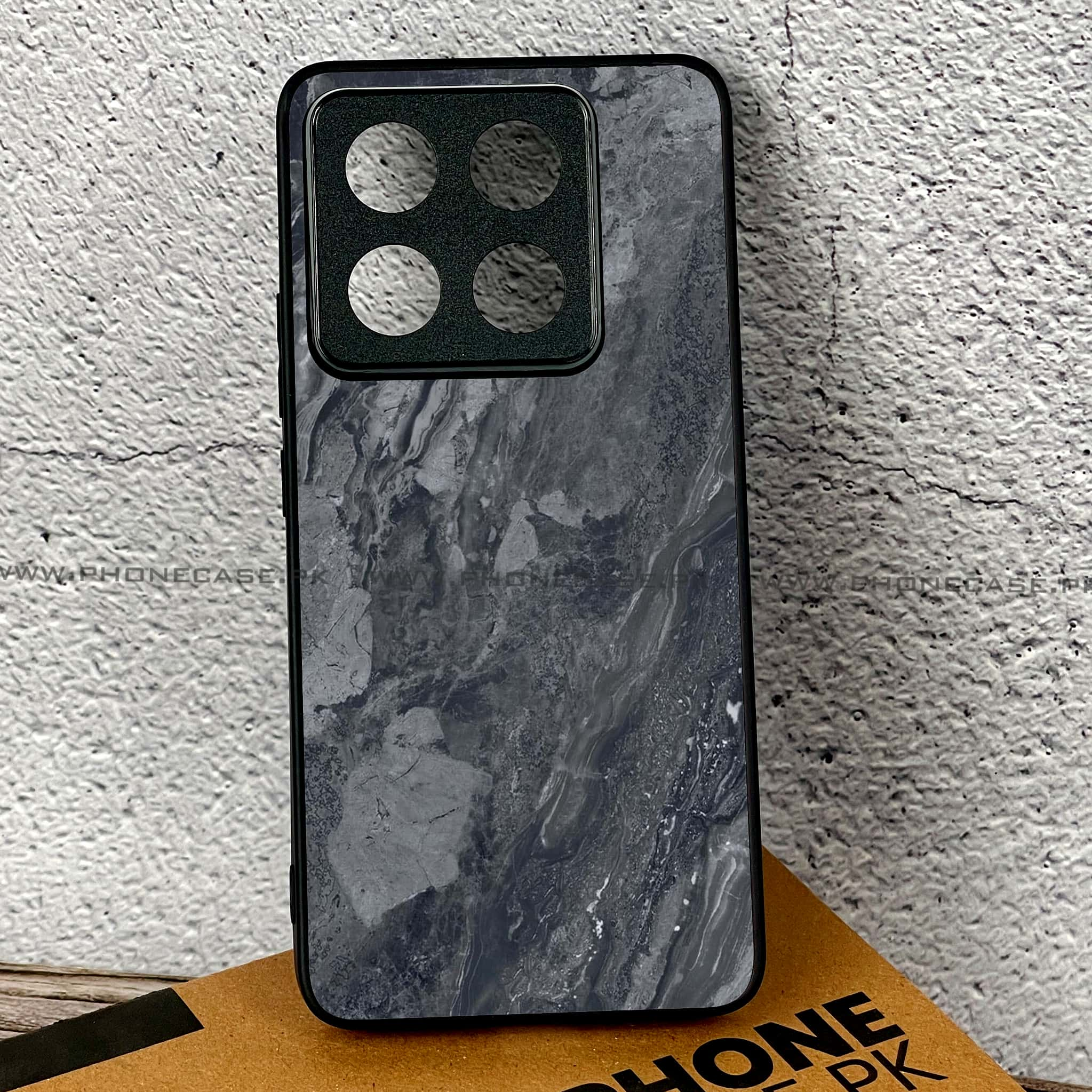 Xiaomi 14T Pro - Black Marble 2.0 Series - Premium Printed Glass soft Bumper shock Proof Case