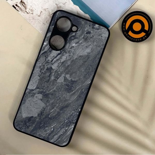 Vivo Y03 - Black Marble 2.0 Series - Premium Printed Metal soft Bumper shock Proof Case