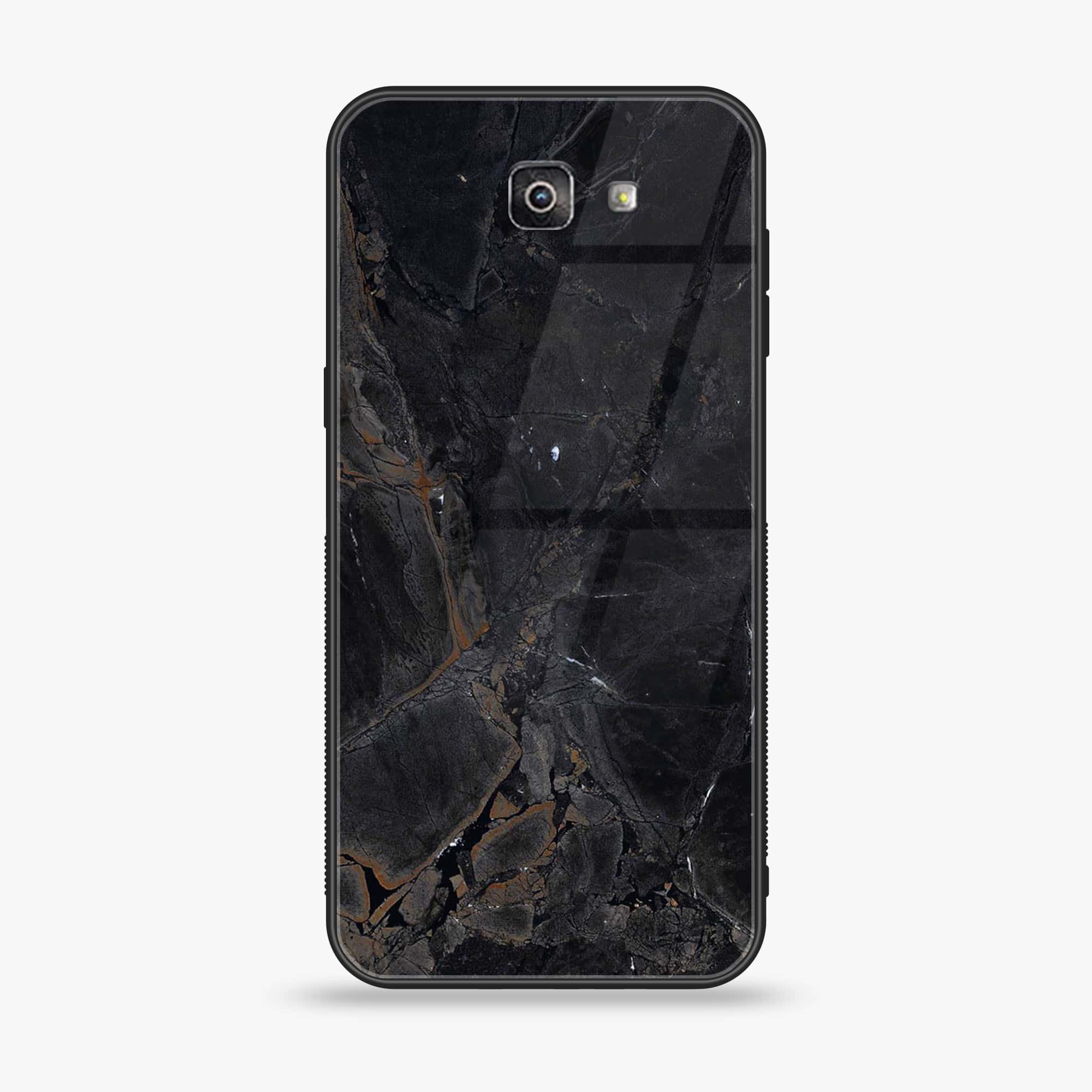 Galaxy J7 Prime 2018 - Black Marble 2.0 Series - Premium Printed Glass soft Bumper shock Proof Case