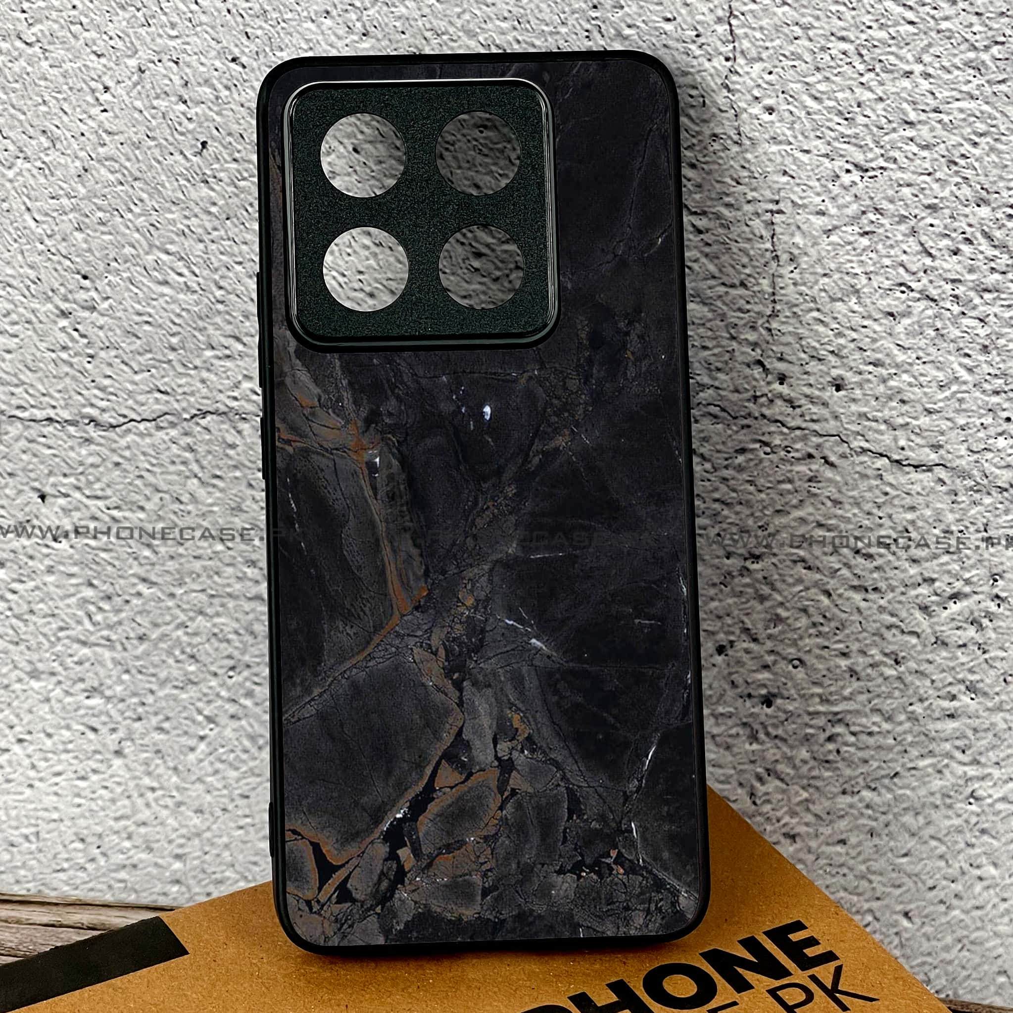 Xiaomi 14T Pro - Black Marble 2.0 Series - Premium Printed Glass soft Bumper shock Proof Case