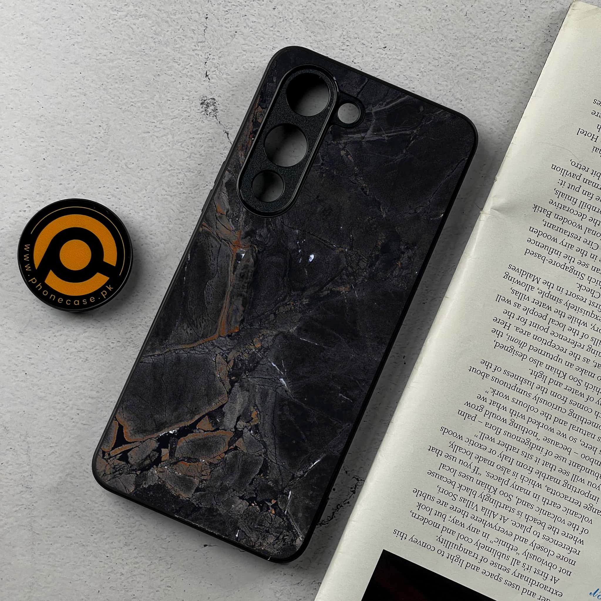 Vivo Y04 - Black Marble 2.0 Series - Premium Metal Printed Soft Bumper Shockproof Case