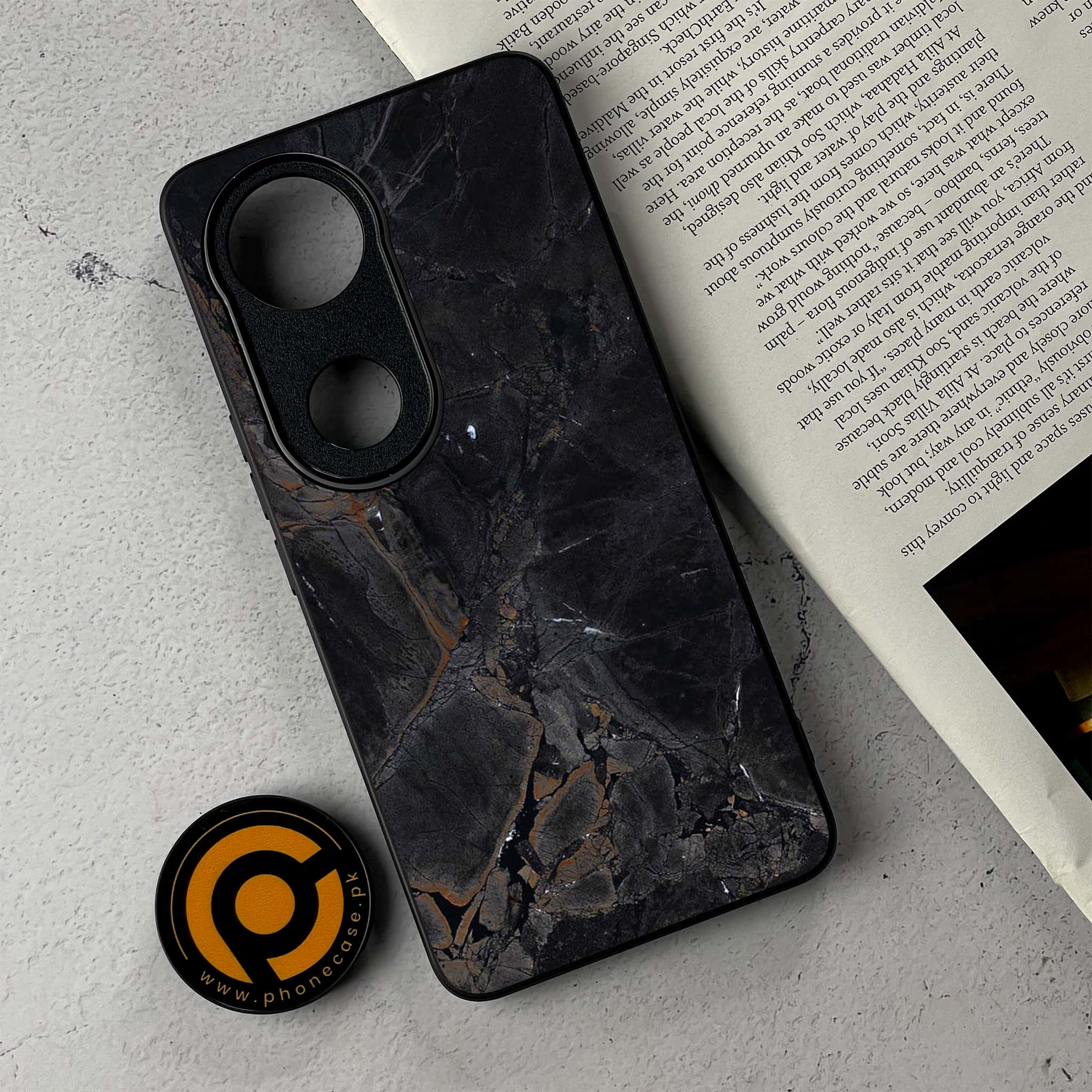 Vivo V50 - Black Marble 2.0 Series - Premium Metal Printed Soft Bumper Shockproof Case