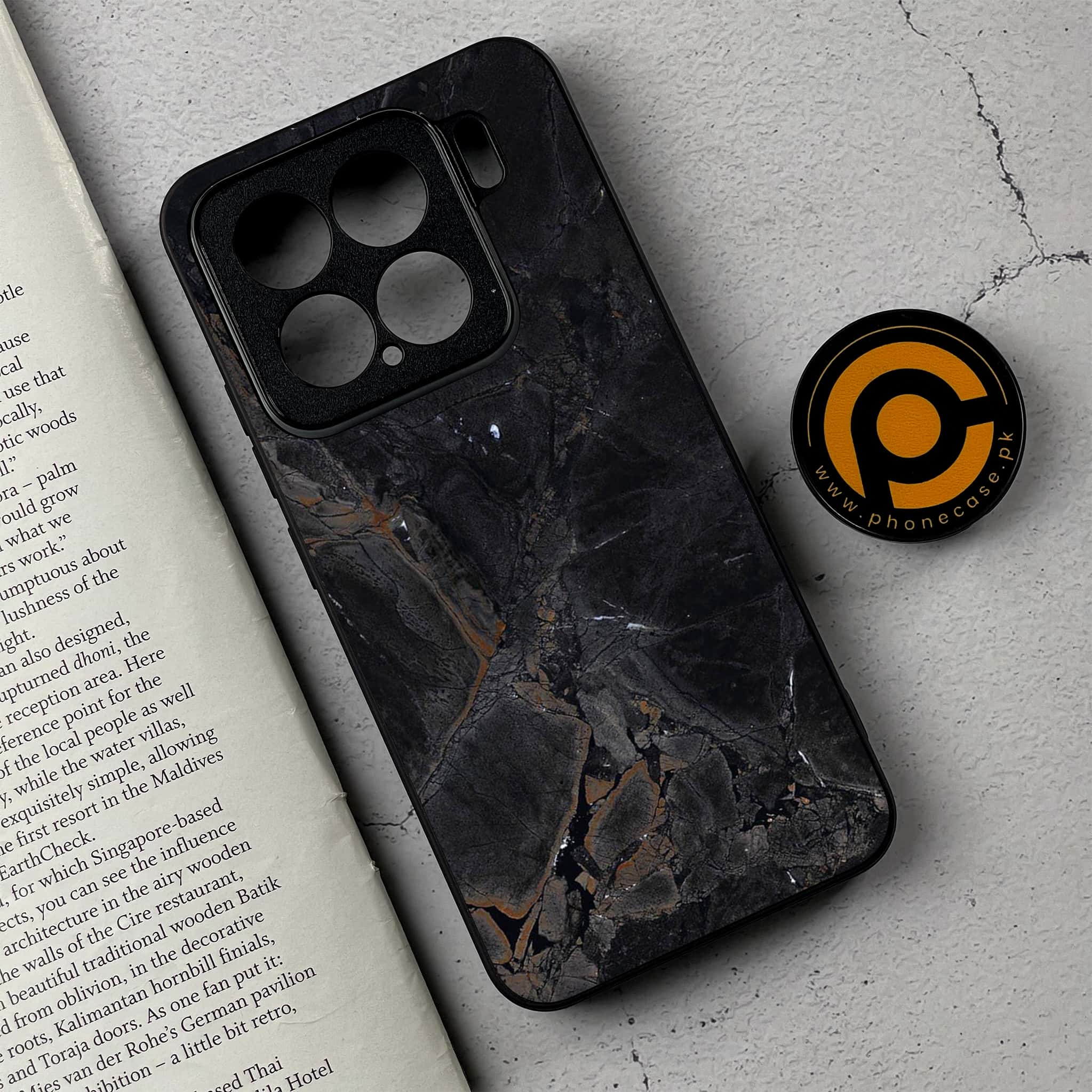 Xiaomi 15 - Black Marble 2.0 Series - Premium Metal Printed soft Bumper shock Proof Case