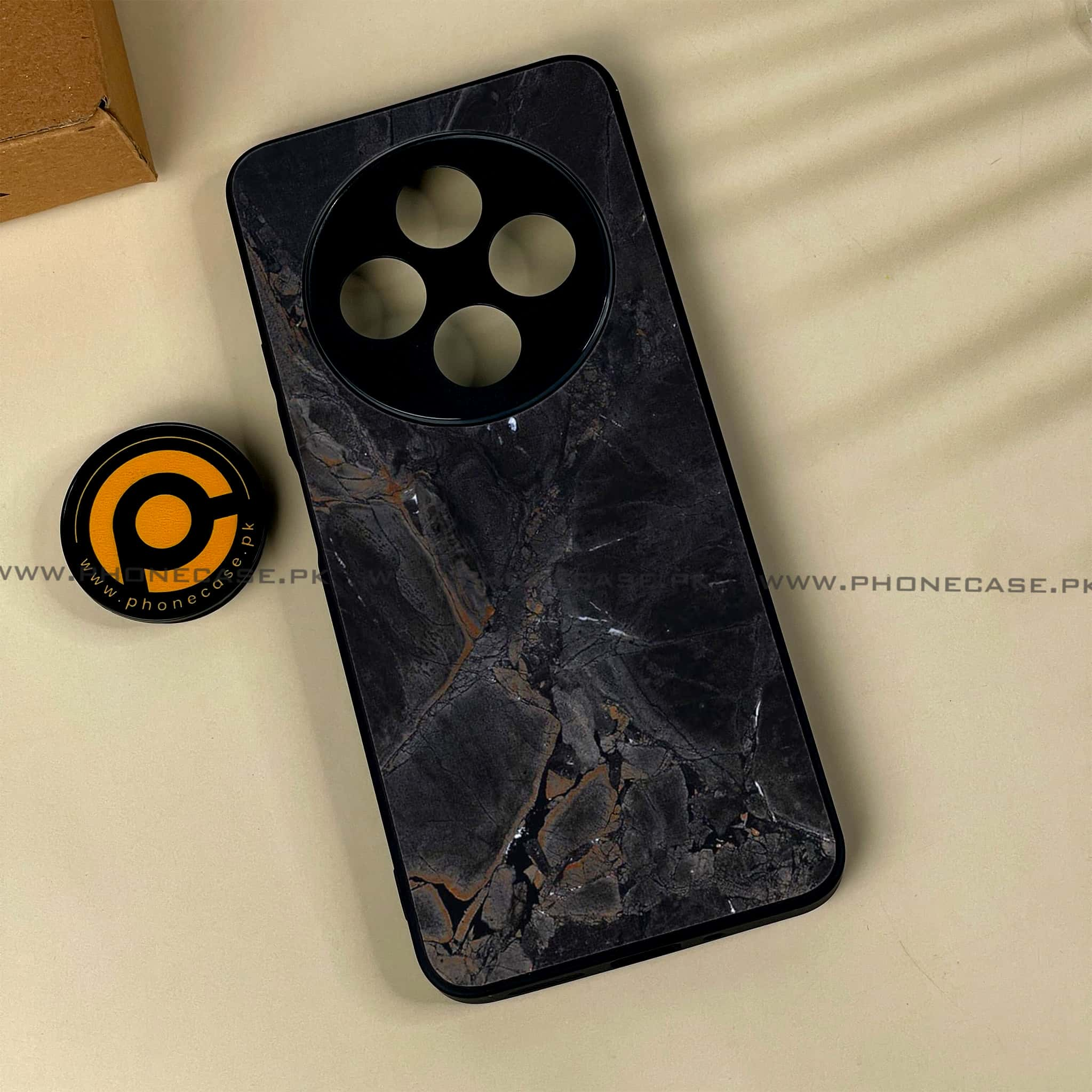 Xiaomi Redmi 14c - Black Marble 2.0 Series - Premium Printed Glass soft Bumper shock Proof Case