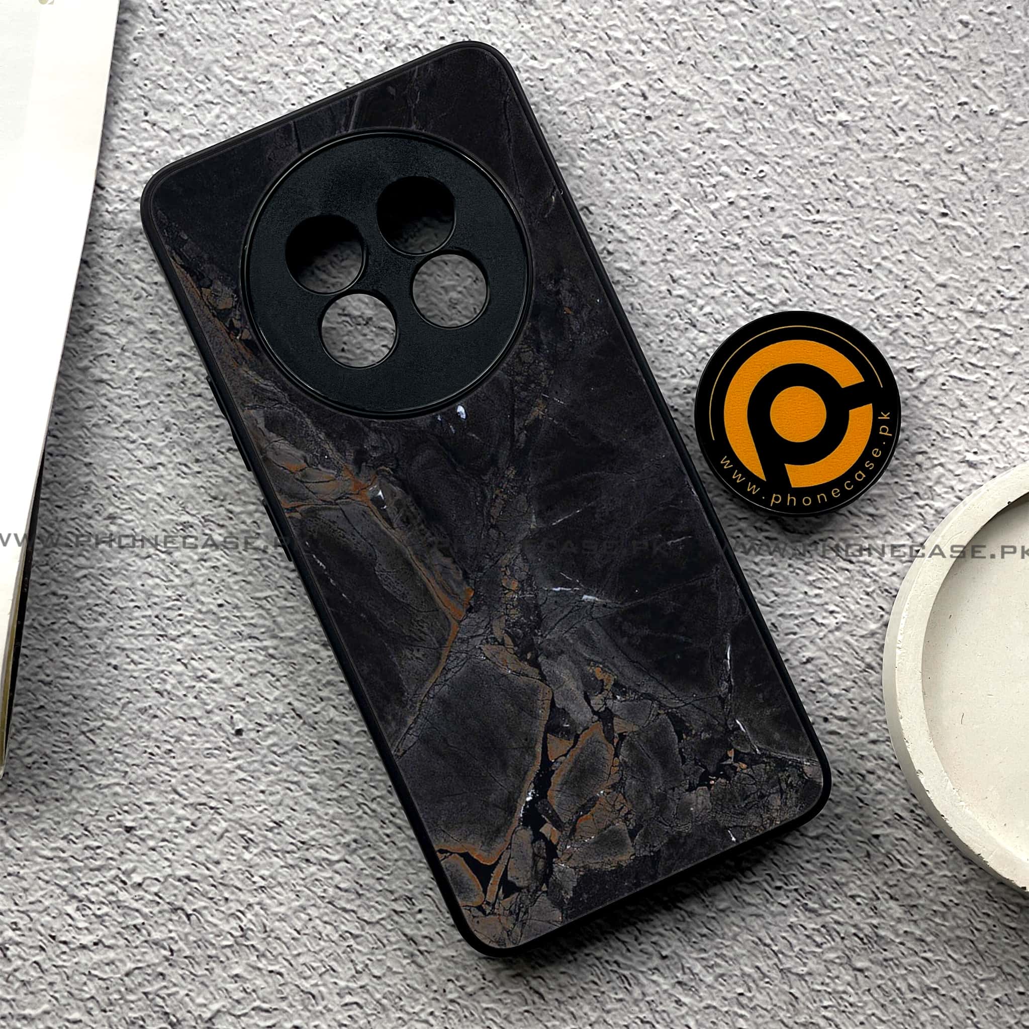 Realme 13 Pro Plus - Black Marble 2.0 Series - Premium Printed Metal soft Bumper shock Proof Case