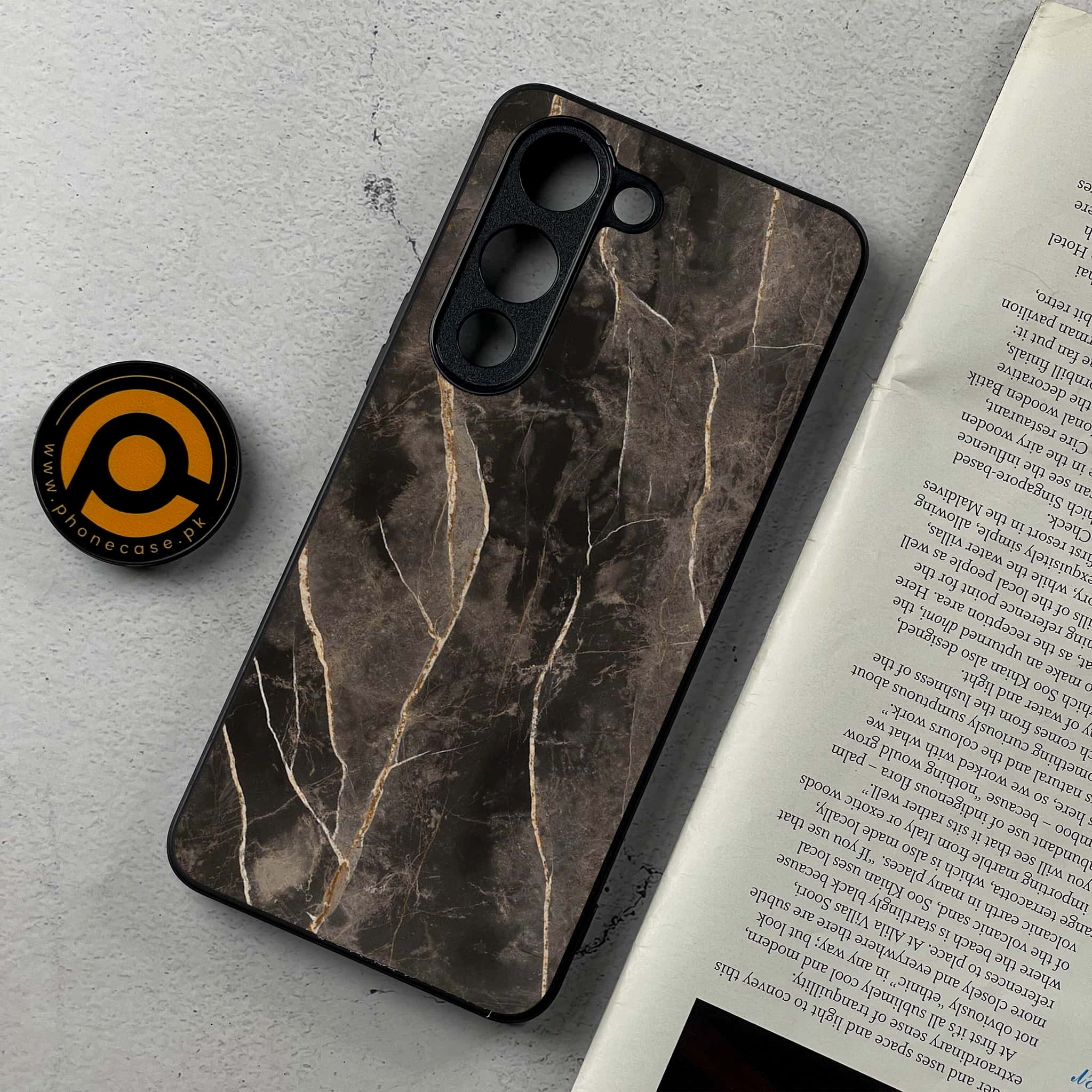 Vivo Y04 - Black Marble 2.0 Series - Premium Metal Printed Soft Bumper Shockproof Case