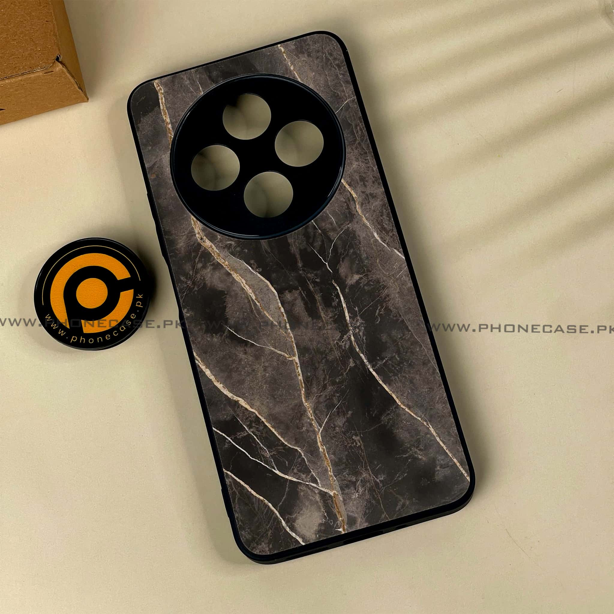 Xiaomi Redmi 14c - Black Marble 2.0 Series - Premium Printed Glass soft Bumper shock Proof Case