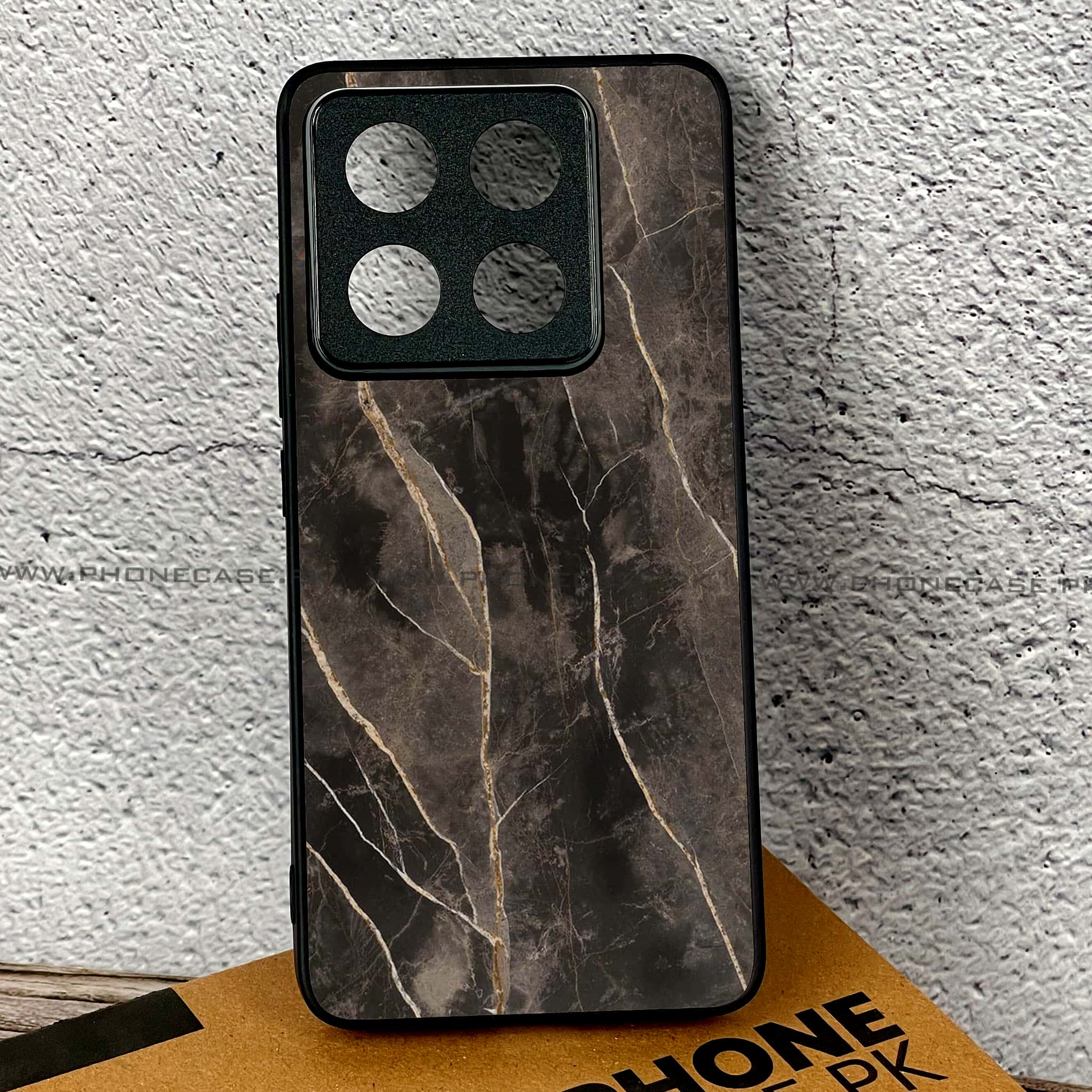 Xiaomi 14T Pro - Black Marble 2.0 Series - Premium Printed Glass soft Bumper shock Proof Case