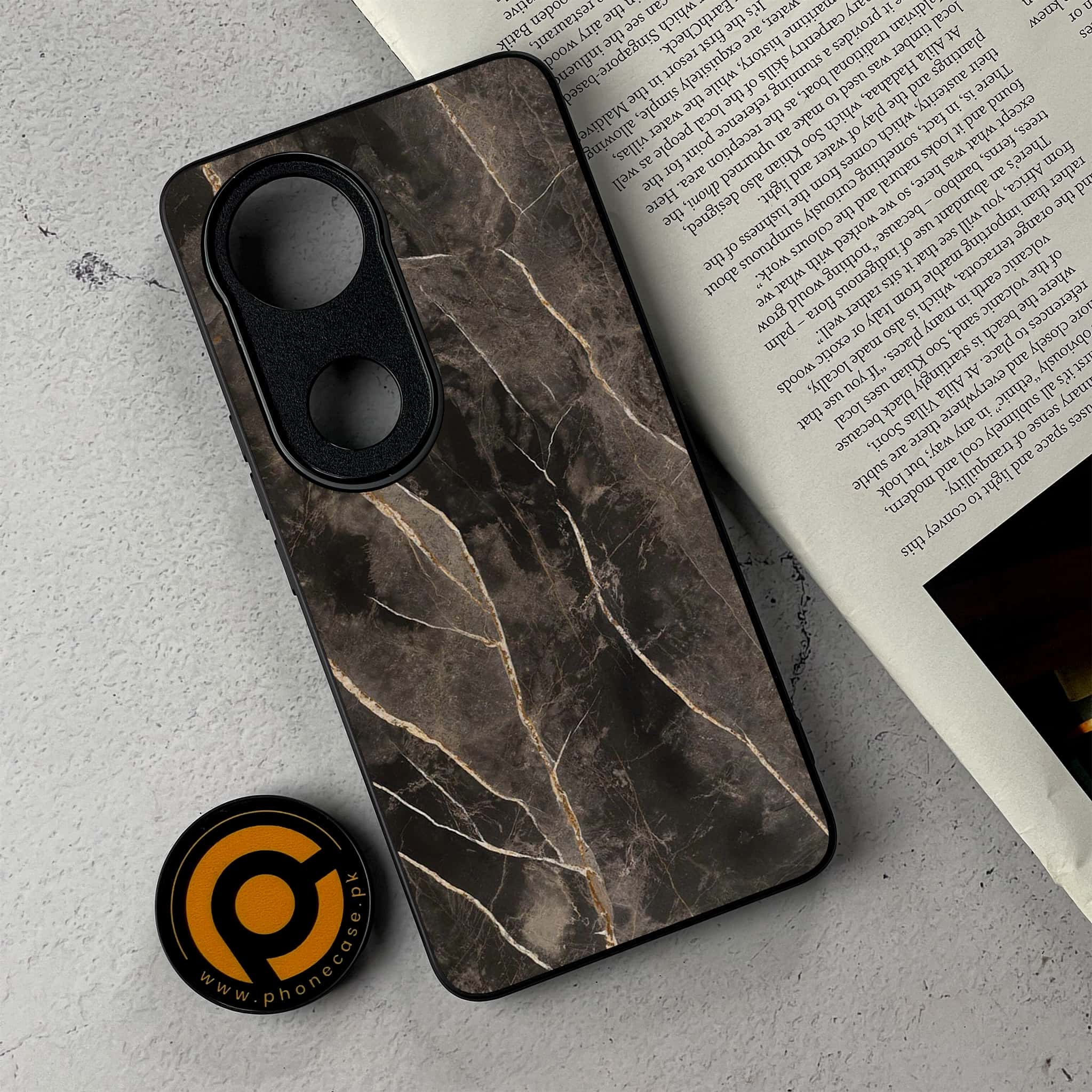 Vivo V50 - Black Marble 2.0 Series - Premium Metal Printed Soft Bumper Shockproof Case