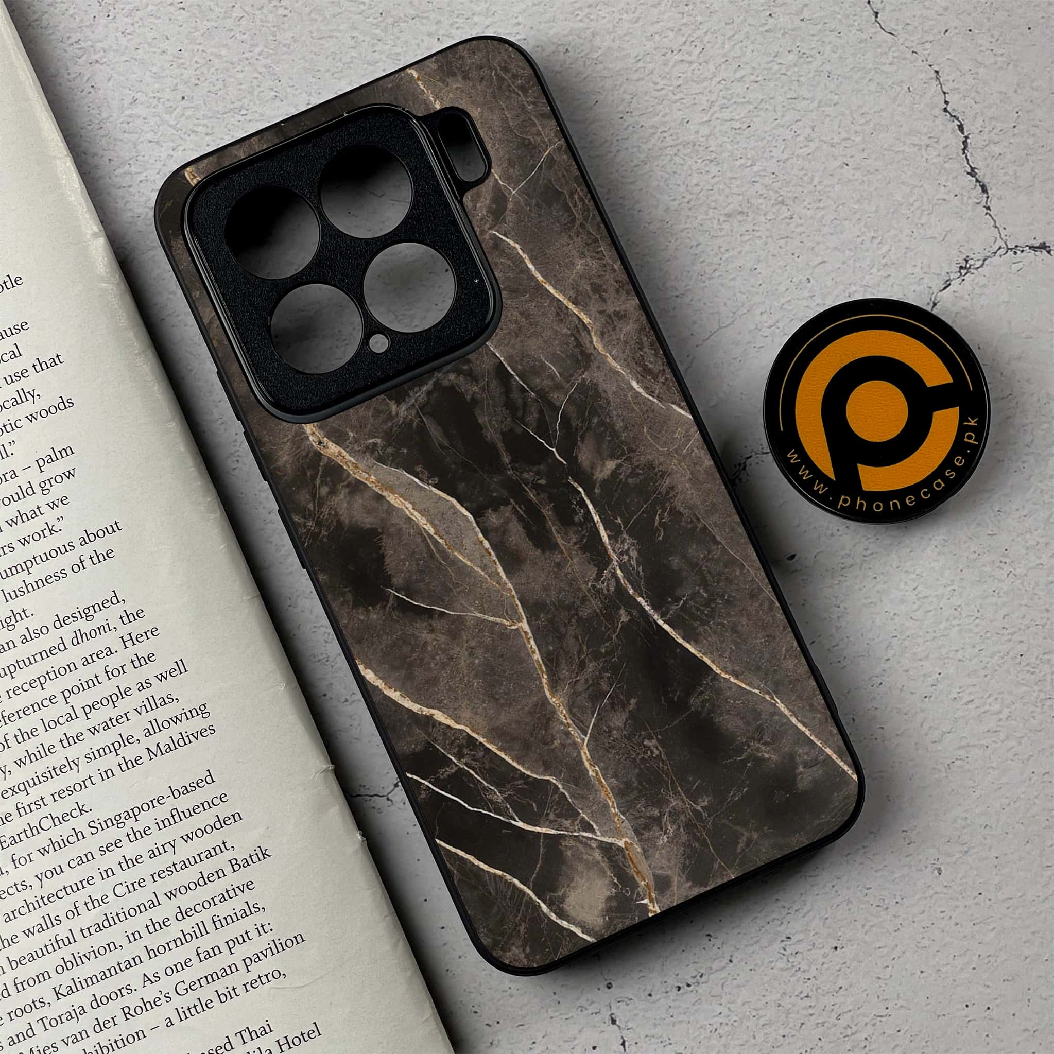 Xiaomi 15 - Black Marble 2.0 Series - Premium Metal Printed soft Bumper shock Proof Case