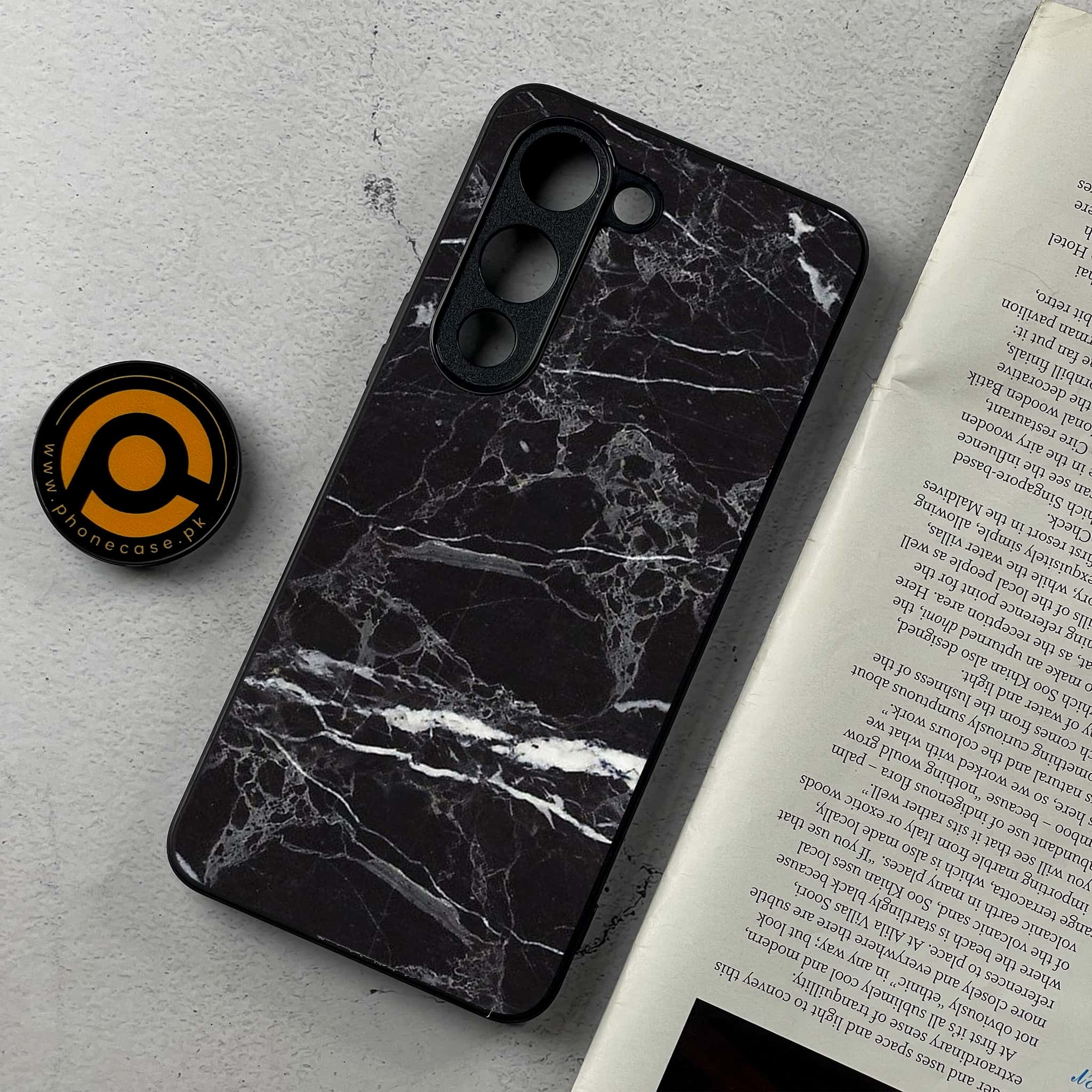 Vivo Y04 - Black Marble 2.0 Series - Premium Metal Printed Soft Bumper Shockproof Case