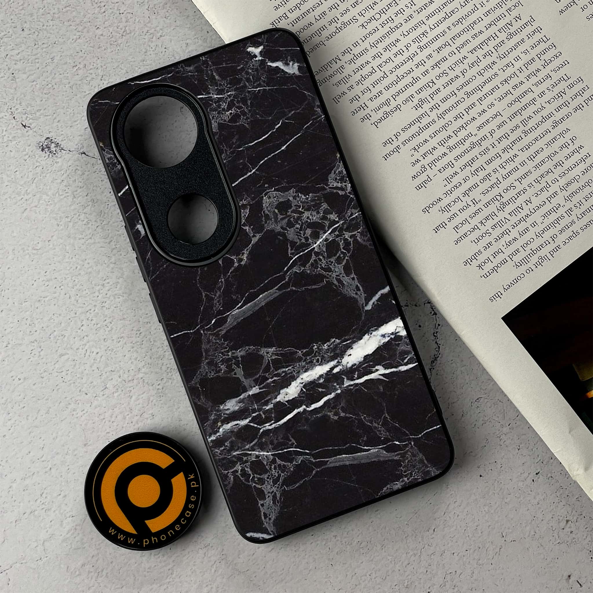 Vivo V50 - Black Marble 2.0 Series - Premium Metal Printed Soft Bumper Shockproof Case
