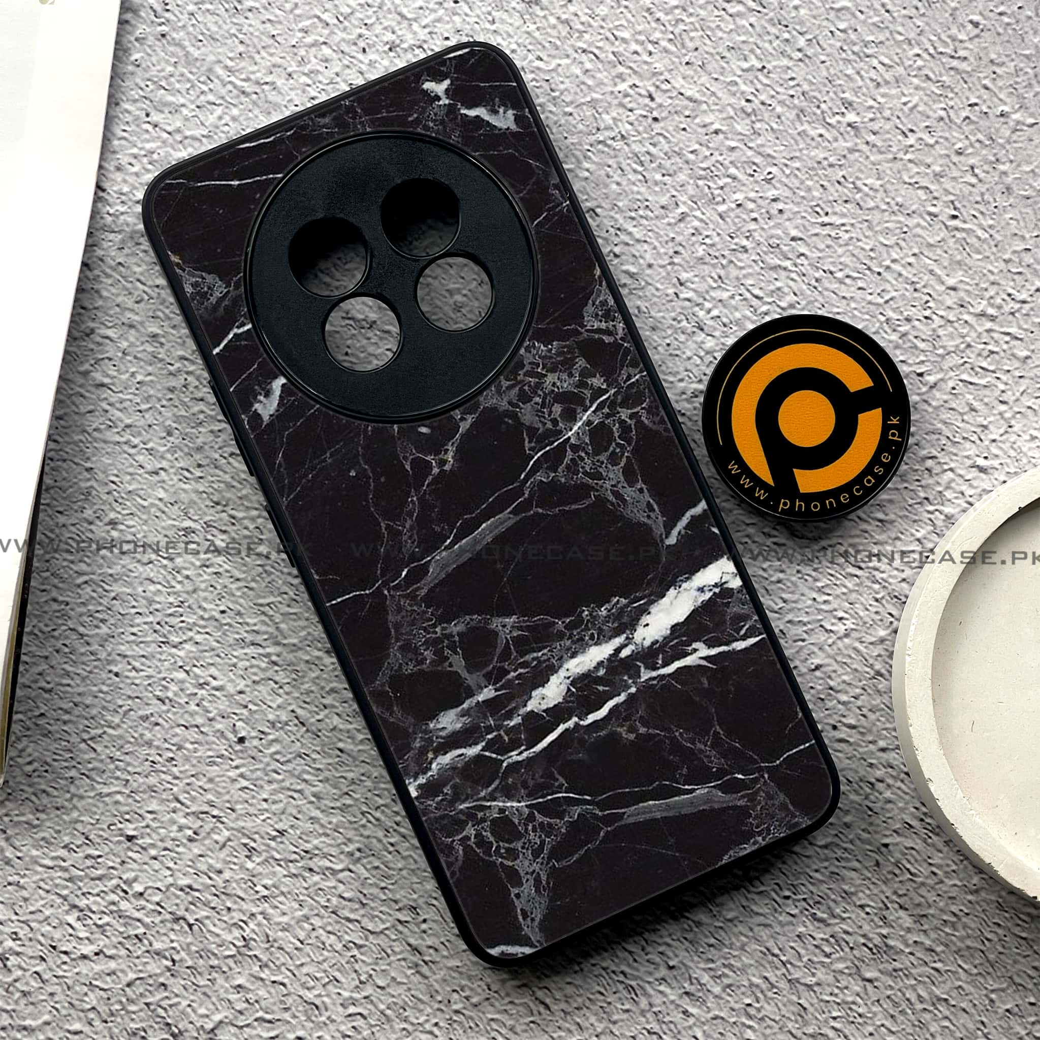 Realme 13 Pro Plus - Black Marble 2.0 Series - Premium Printed Metal soft Bumper shock Proof Case