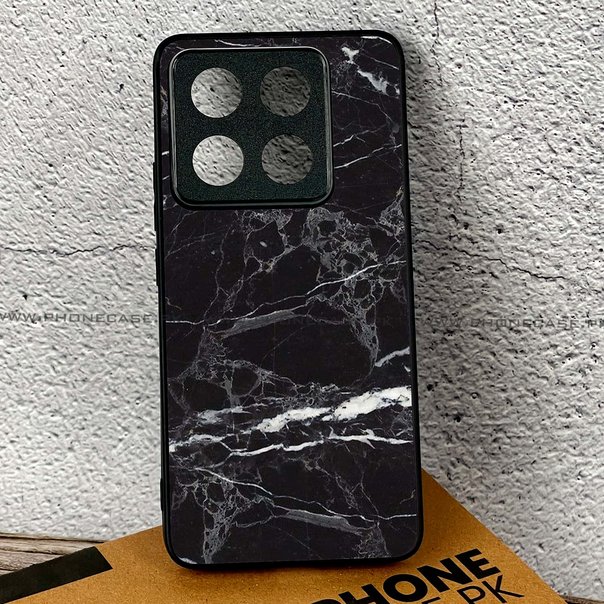 Xiaomi 14T Pro - Black Marble 2.0 Series - Premium Printed Glass soft Bumper shock Proof Case