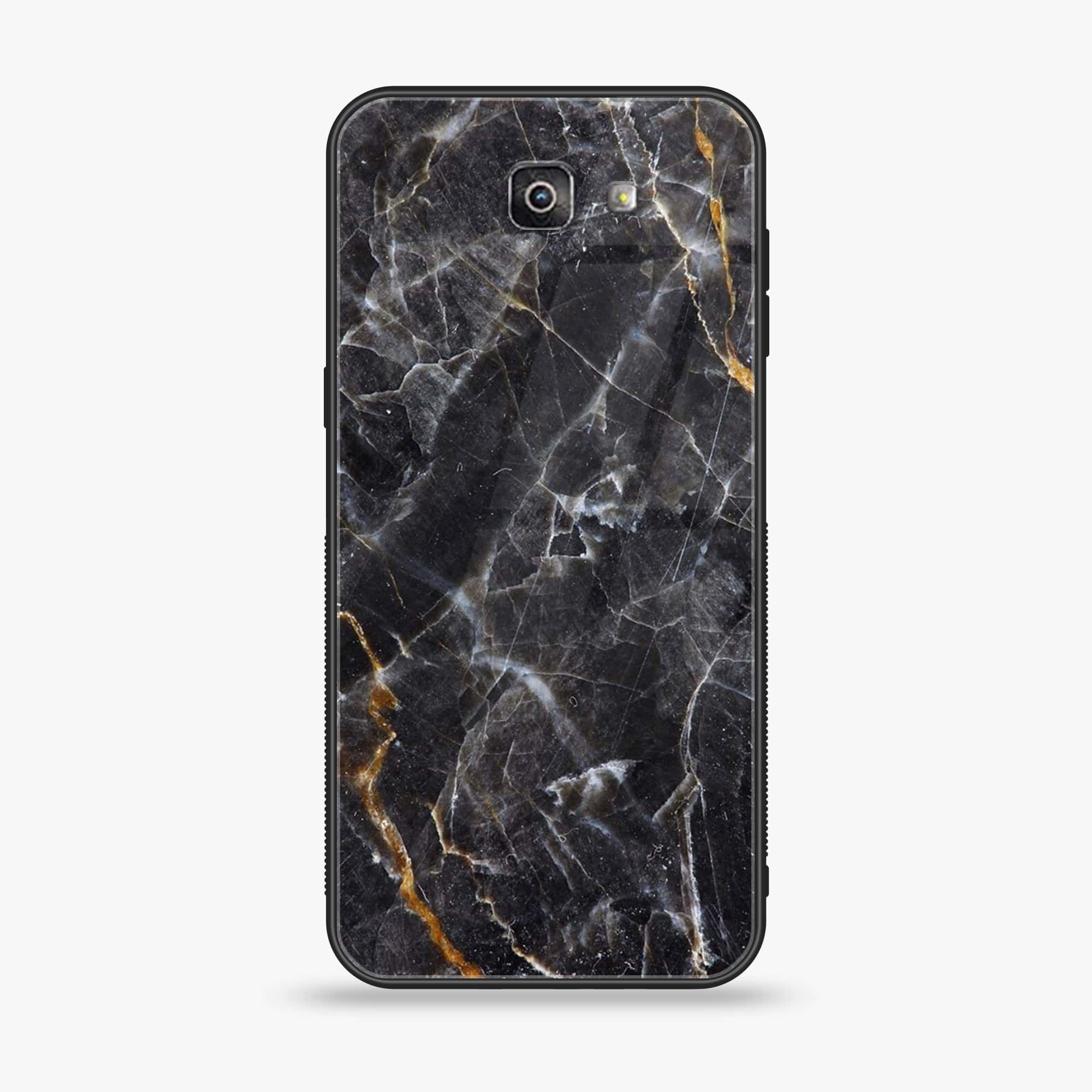 Galaxy J7 Prime 2018 - Black Marble 2.0 Series - Premium Printed Glass soft Bumper shock Proof Case