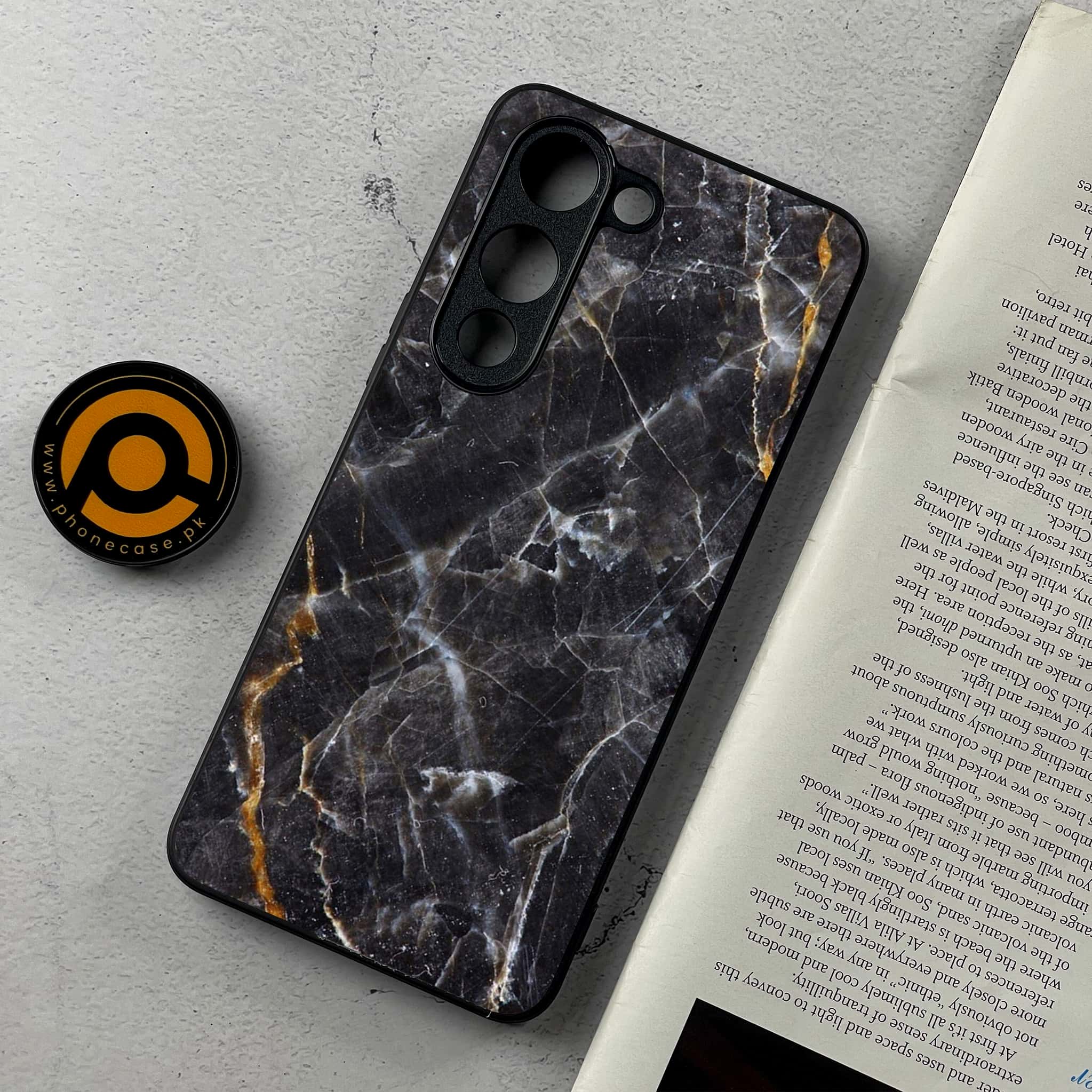 Vivo Y04 - Black Marble 2.0 Series - Premium Metal Printed Soft Bumper Shockproof Case