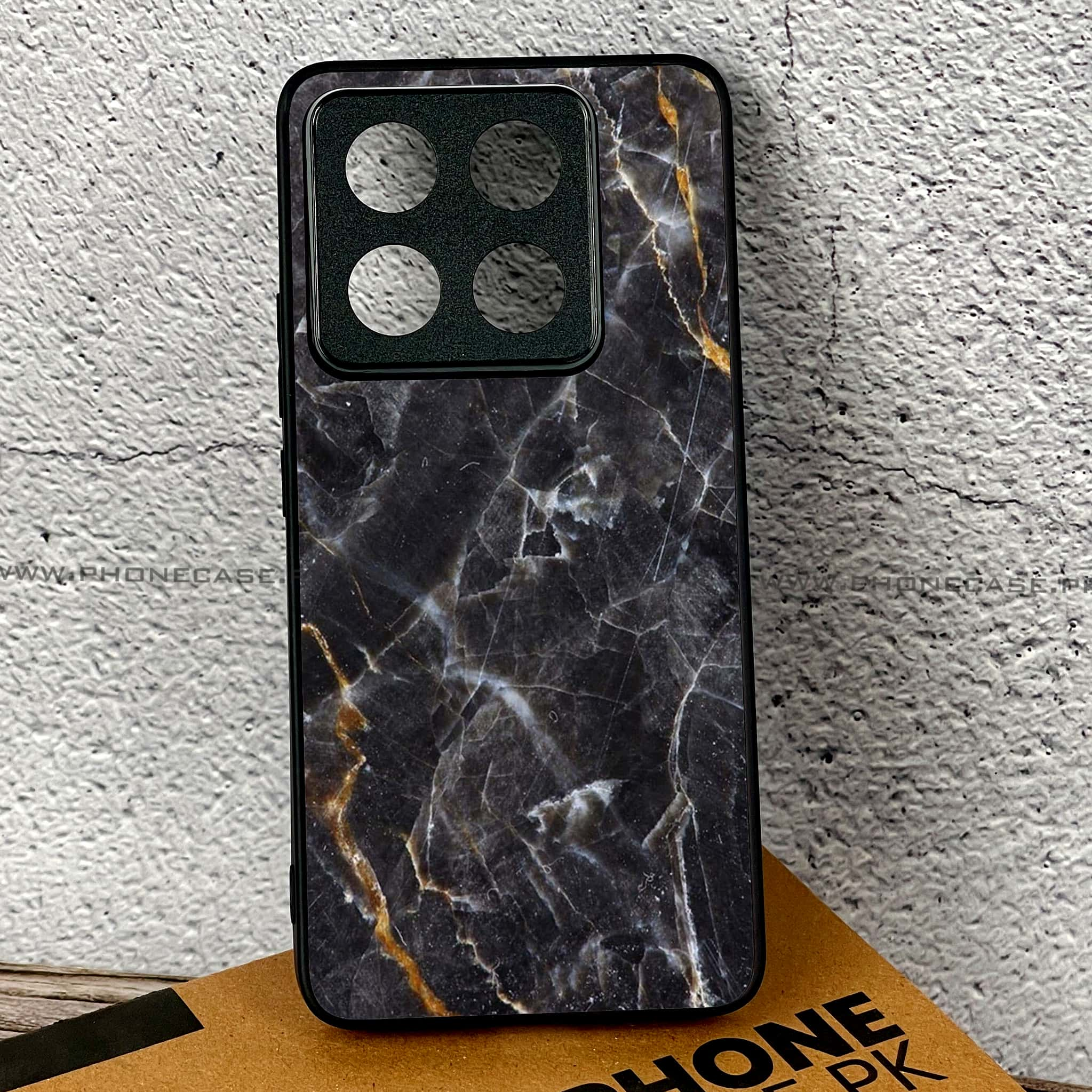 Xiaomi 14T Pro - Black Marble 2.0 Series - Premium Printed Glass soft Bumper shock Proof Case