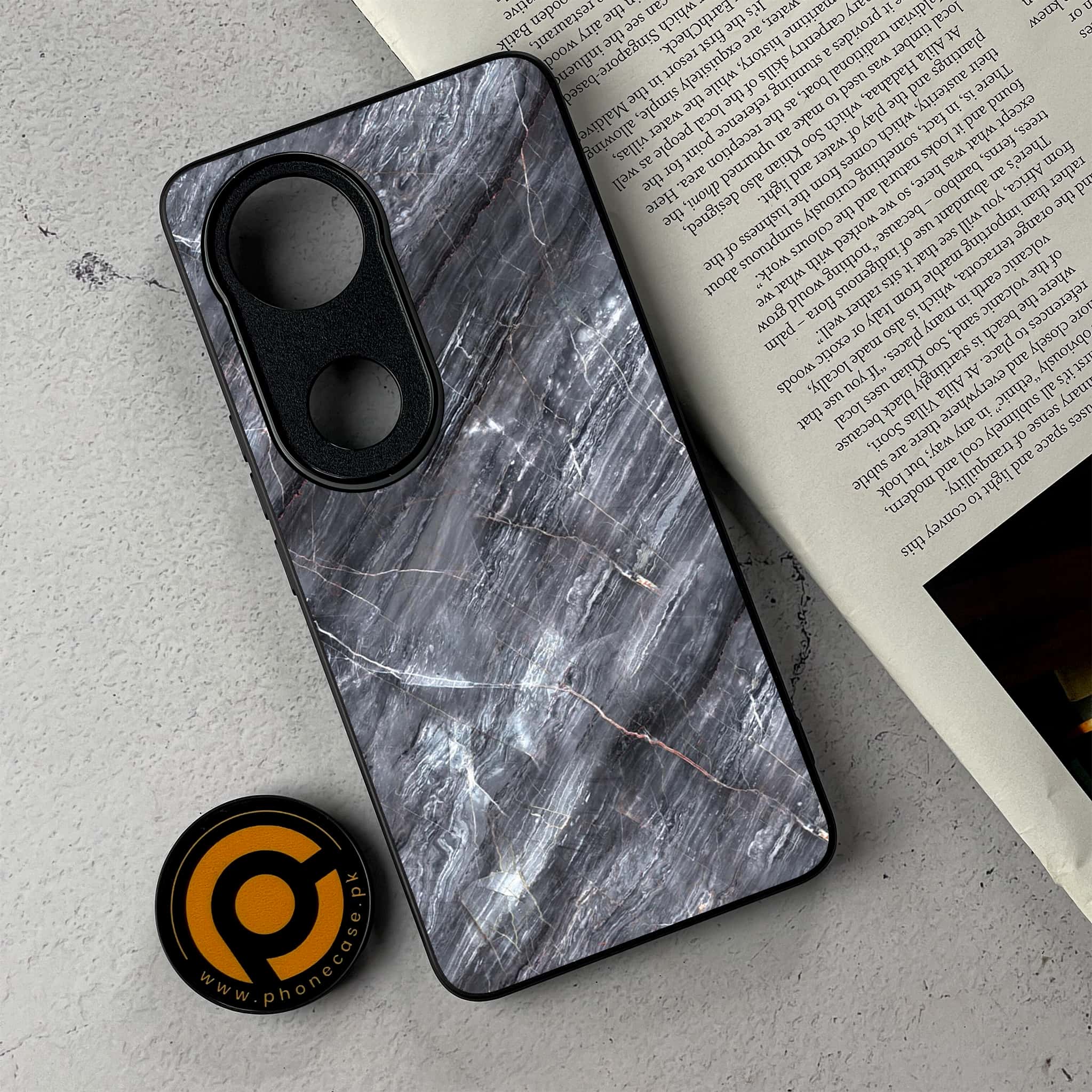 Vivo V50 - Black Marble 2.0 Series - Premium Metal Printed Soft Bumper Shockproof Case