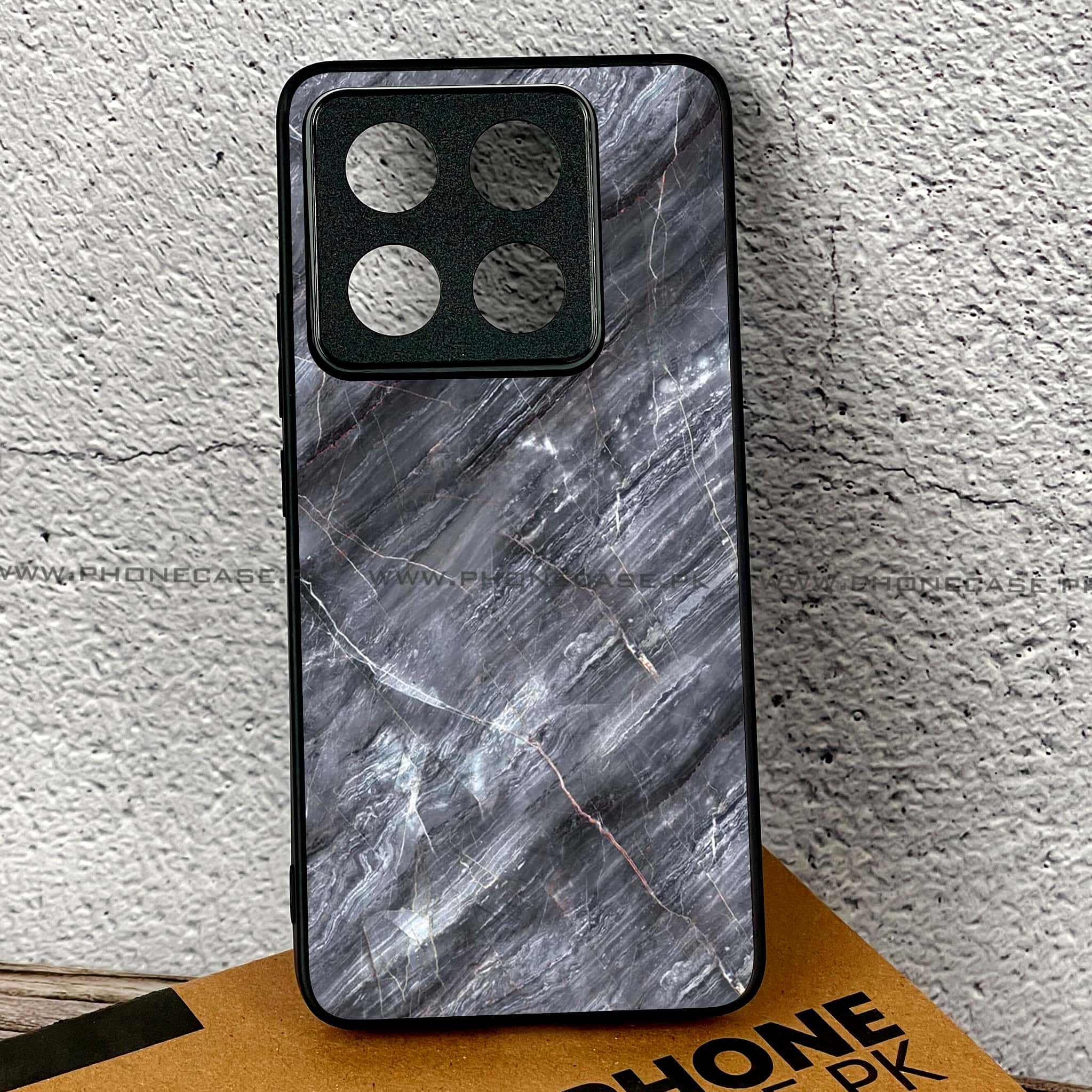 Xiaomi 14T Pro - Black Marble 2.0 Series - Premium Printed Glass soft Bumper shock Proof Case