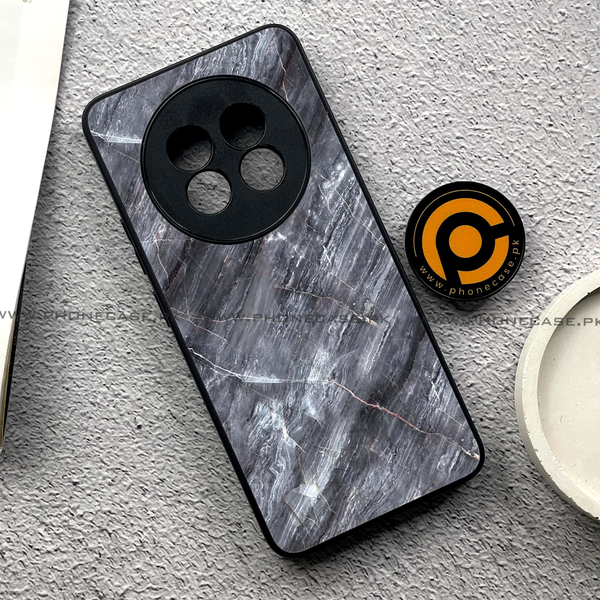 Realme 13 Pro Plus - Black Marble 2.0 Series - Premium Printed Metal soft Bumper shock Proof Case