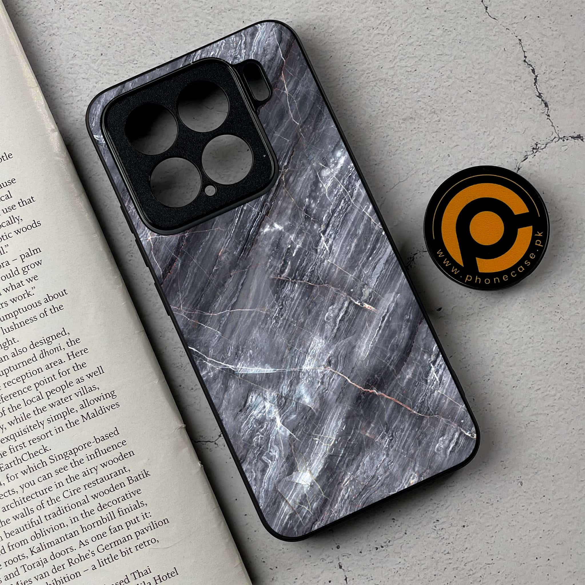 Xiaomi 15 - Black Marble 2.0 Series - Premium Metal Printed soft Bumper shock Proof Case