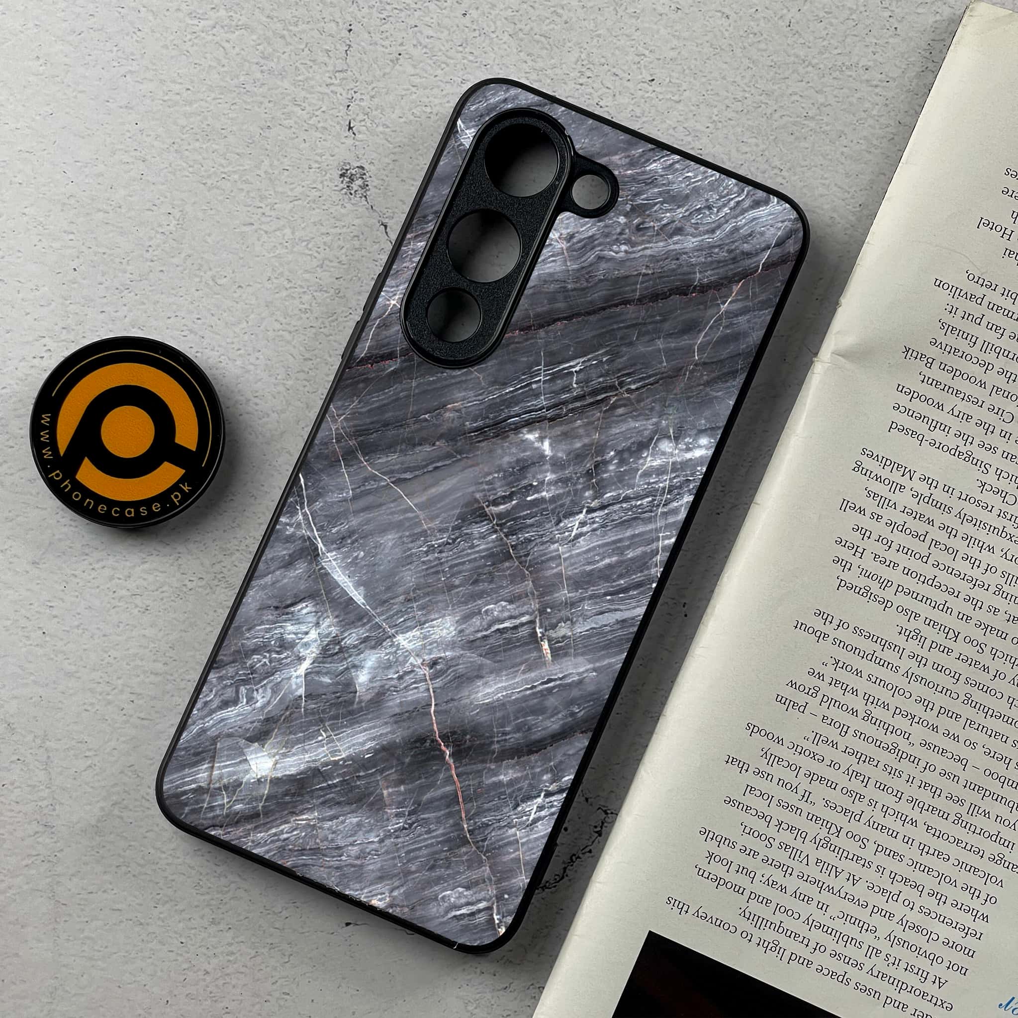 Vivo Y04 - Black Marble 2.0 Series - Premium Metal Printed Soft Bumper Shockproof Case