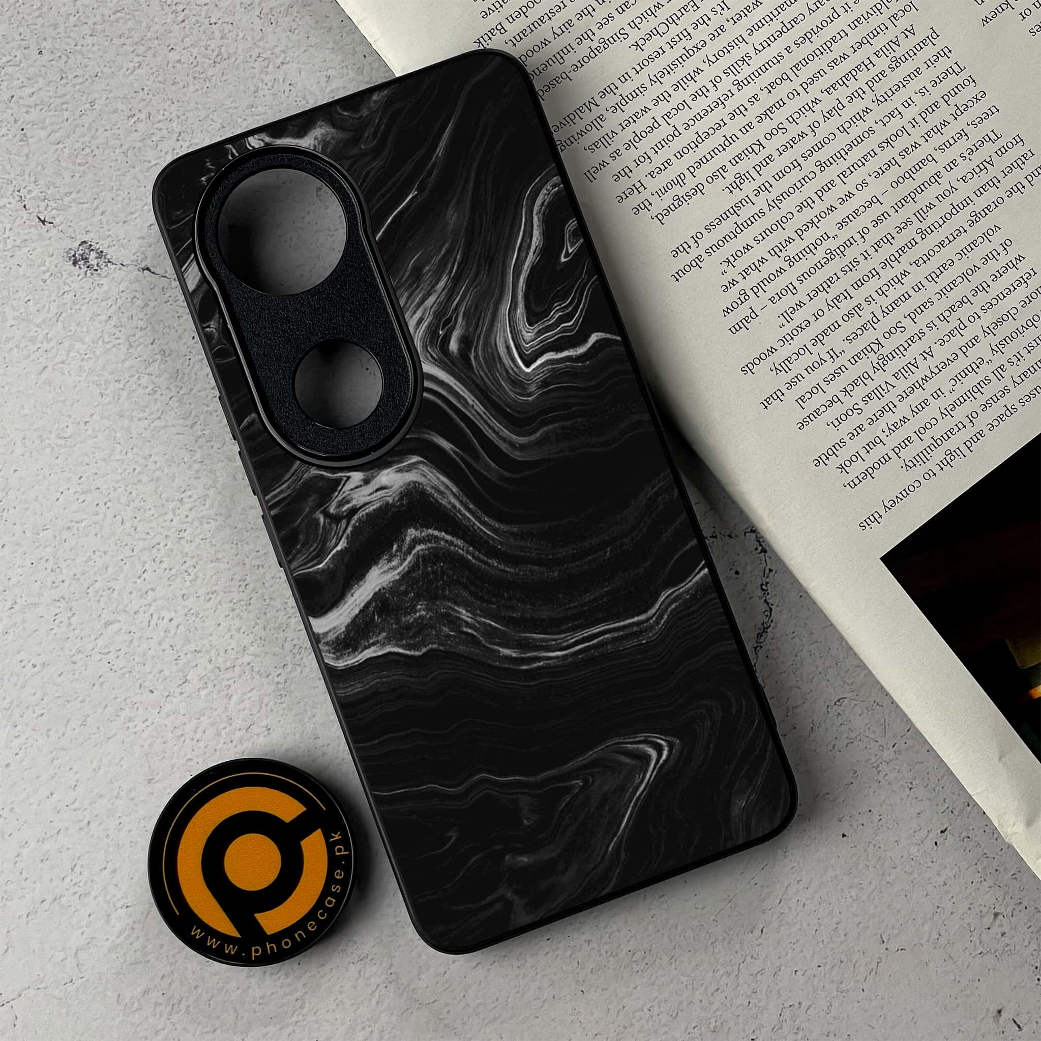 Vivo V50 - Black Marble 2.0 Series - Premium Metal Printed Soft Bumper Shockproof Case