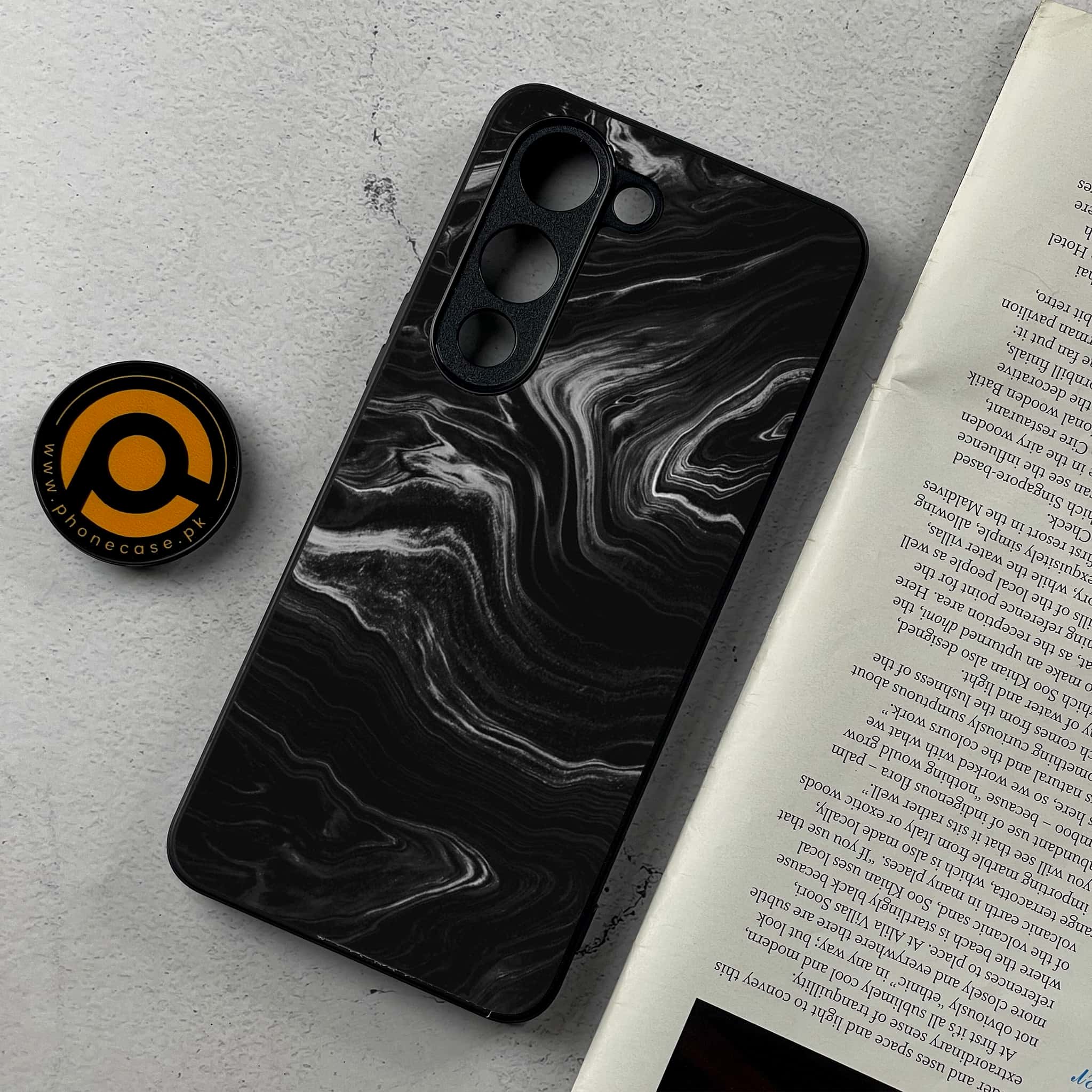 Vivo Y04 - Black Marble 2.0 Series - Premium Metal Printed Soft Bumper Shockproof Case