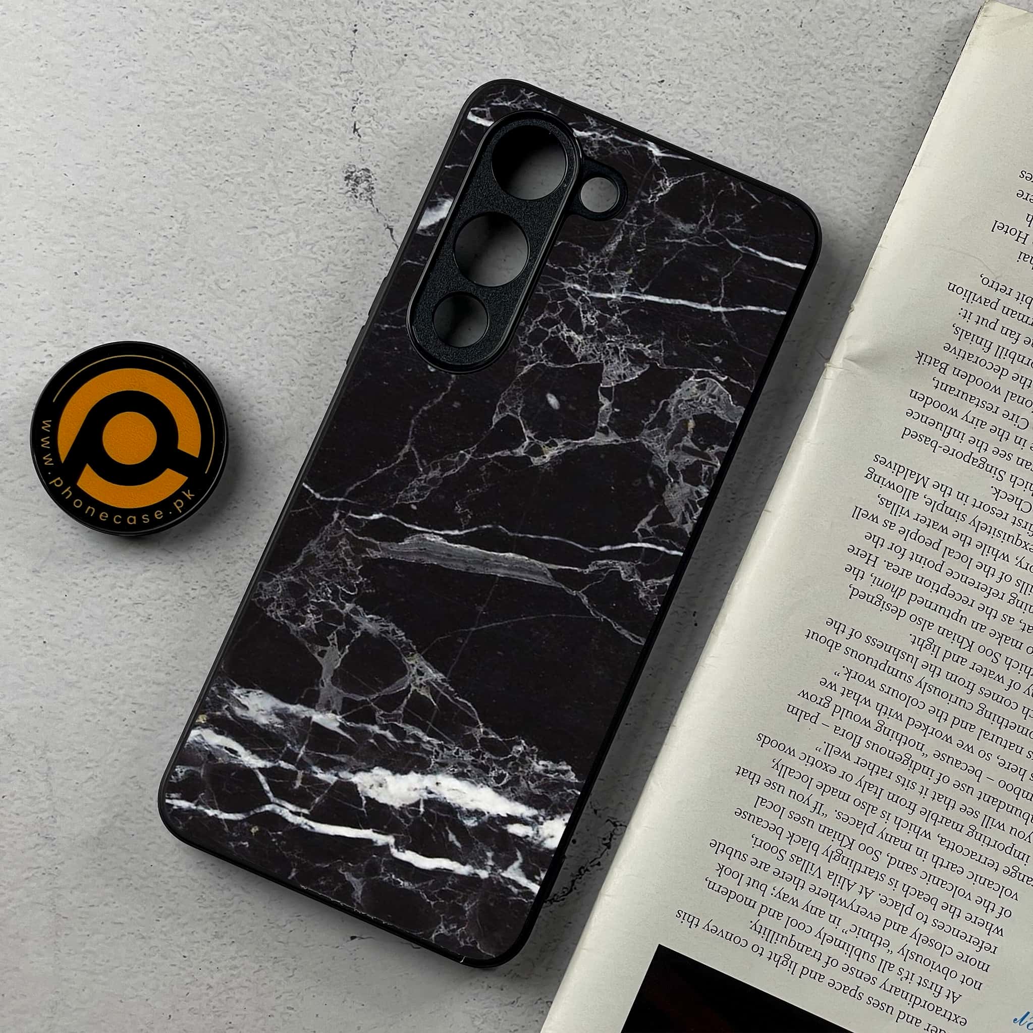 Vivo Y04 - Black Marble 2.0 Series - Premium Metal Printed Soft Bumper Shockproof Case