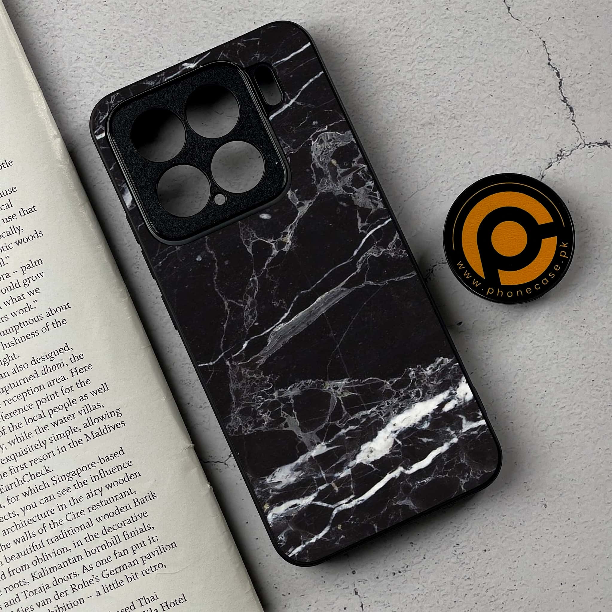 Xiaomi 15 - Black Marble 2.0 Series - Premium Metal Printed soft Bumper shock Proof Case