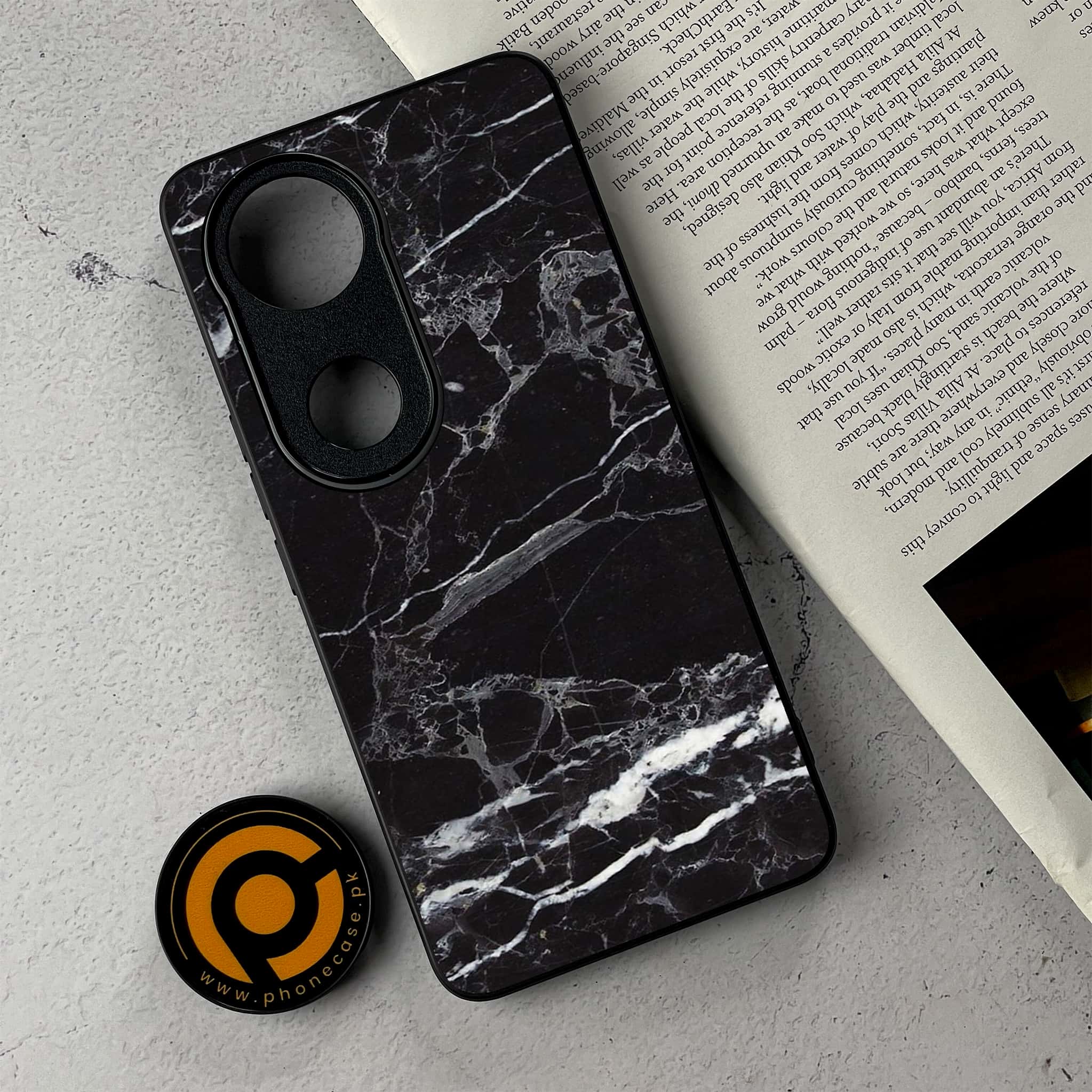 Vivo V50 - Black Marble 2.0 Series - Premium Metal Printed Soft Bumper Shockproof Case