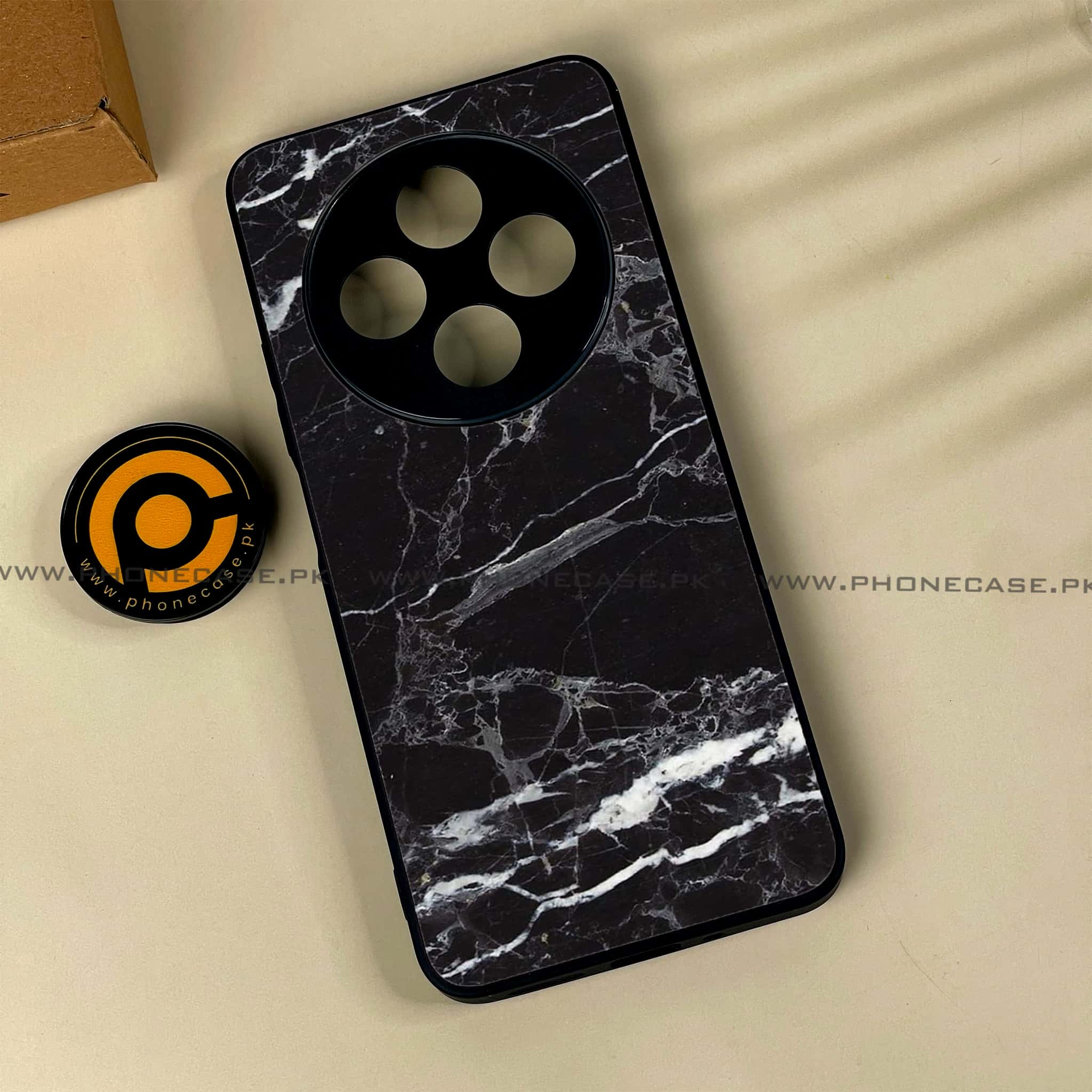 Xiaomi Redmi 14c - Black Marble 2.0 Series - Premium Printed Glass soft Bumper shock Proof Case