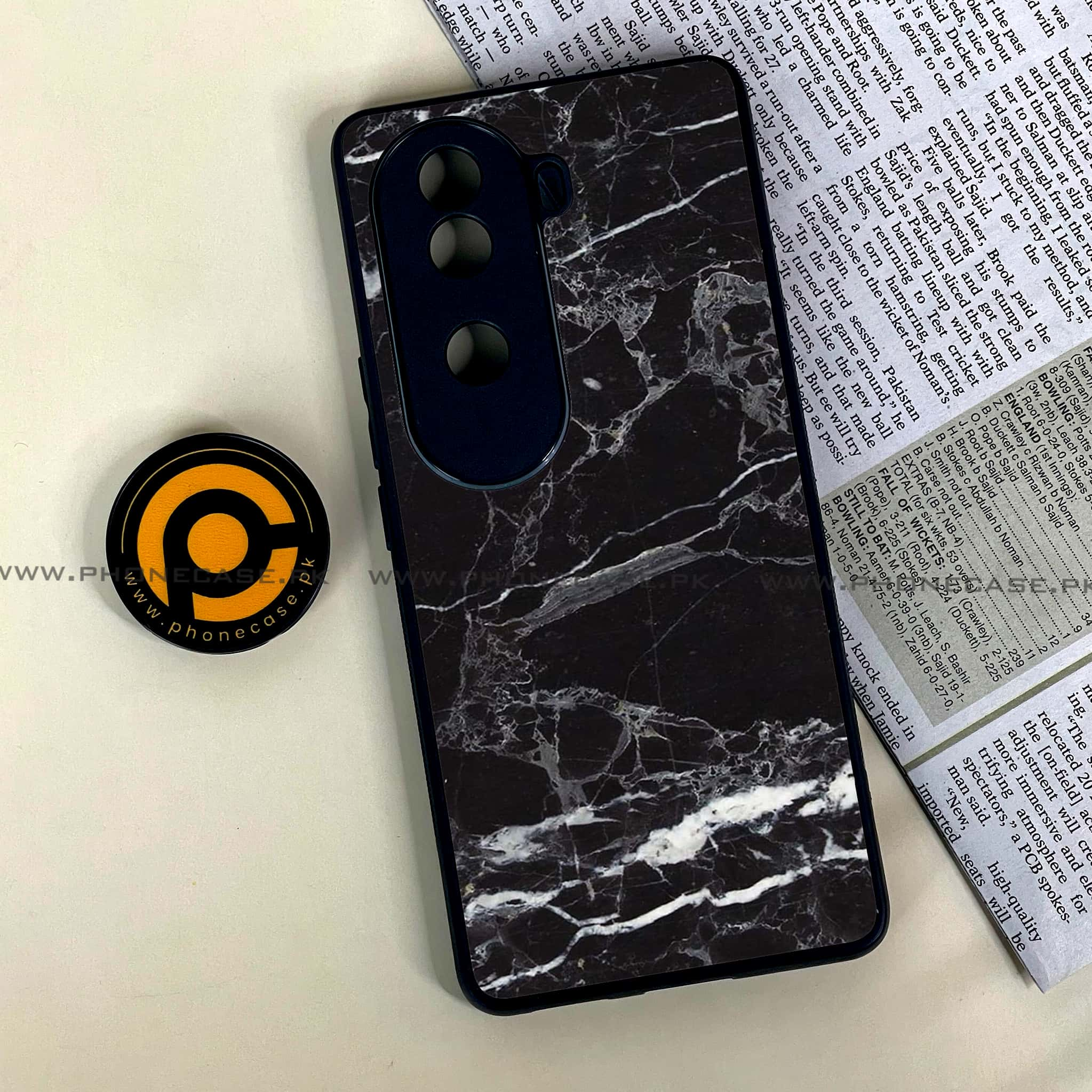 Vivo V40e - Black Marble 2.0 Series - Premium Printed Glass soft Bumper shock Proof Case