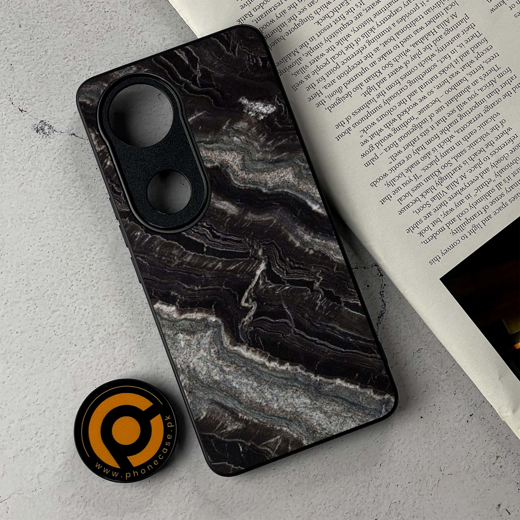 Vivo V50 - Black Marble 2.0 Series - Premium Metal Printed Soft Bumper Shockproof Case