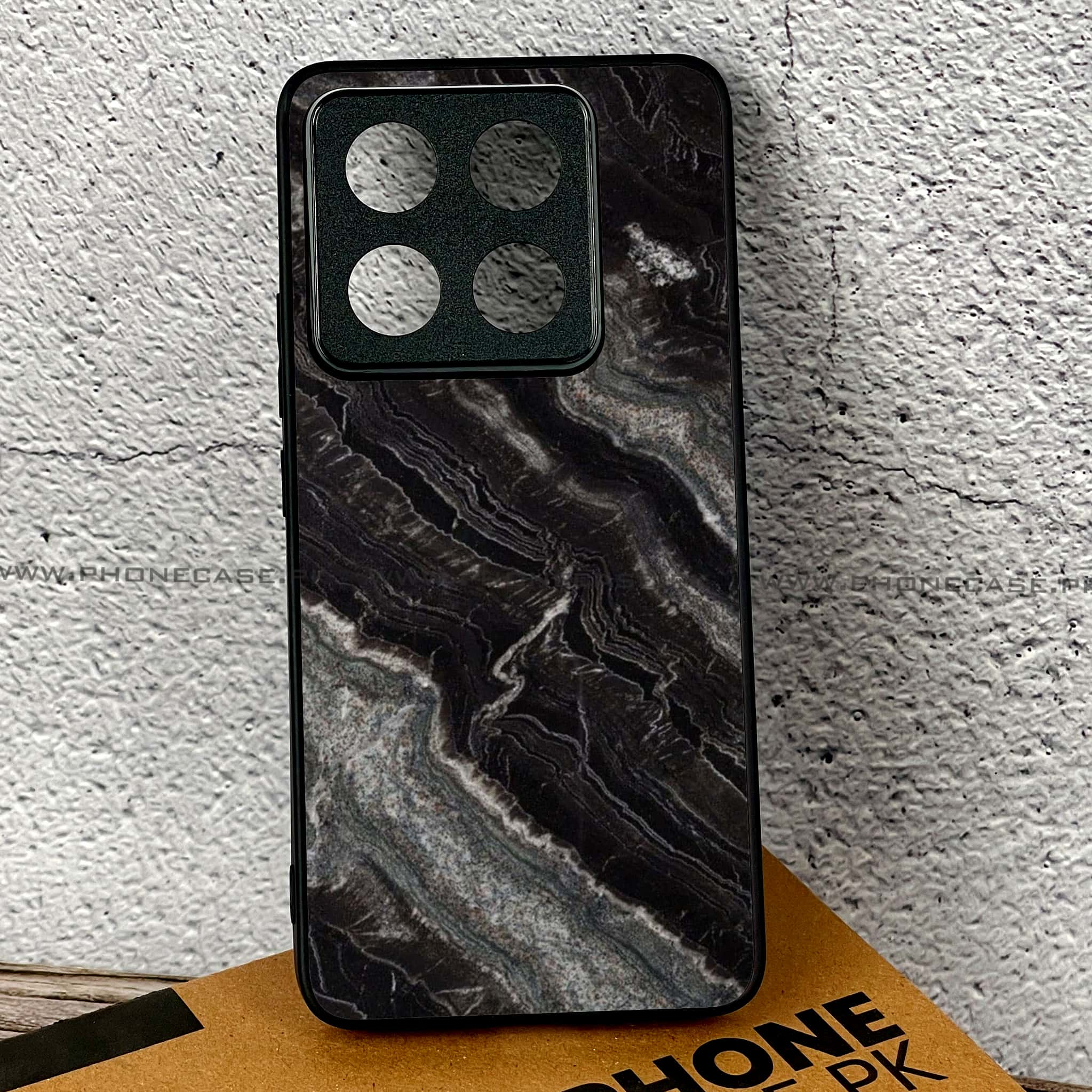 Xiaomi 14T Pro - Black Marble 2.0 Series - Premium Printed Glass soft Bumper shock Proof Case