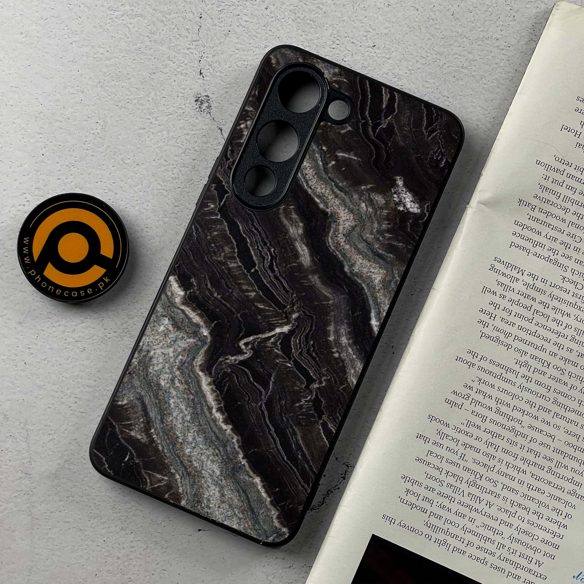 Vivo Y04 - Black Marble 2.0 Series - Premium Metal Printed Soft Bumper Shockproof Case