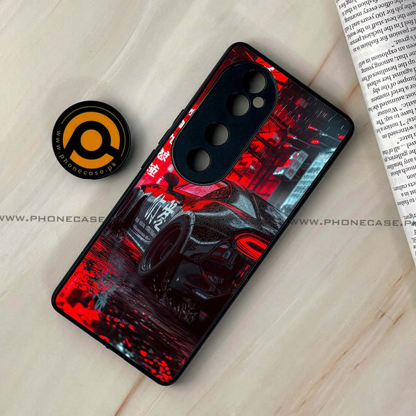 Vivo V40 -Black Racing Car- Premium Printed Glass soft Bumper shock Proof Case