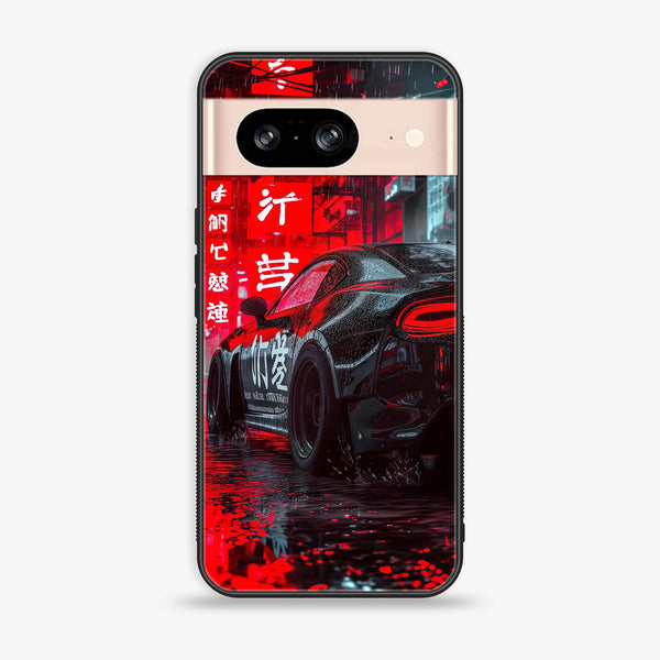 Google Pixel 8 - Tokyo Dark Night Racing Car - Premium Printed Glass soft Bumper Shock Proof Case