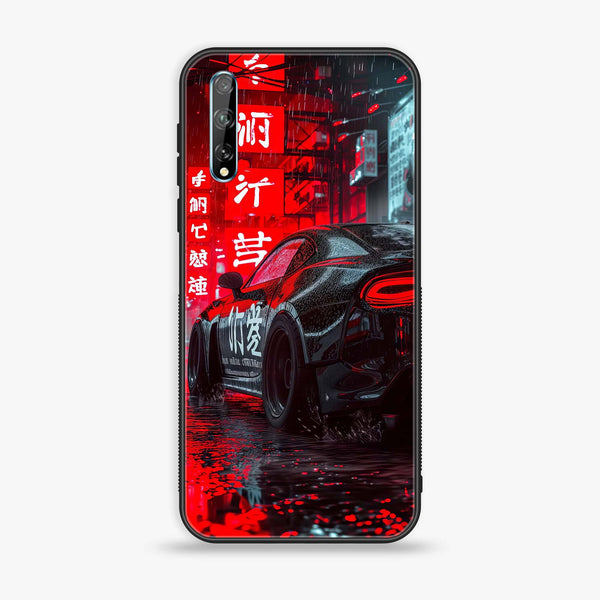 Huawei Y8p - Tokyo Dark Night Racing Car - Premium Printed Glass soft Bumper Shock Proof Case