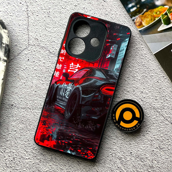 Oppo A3x - Tokyo Dark Night Racing Car - Premium Printed Glass soft Bumper shock Proof Case