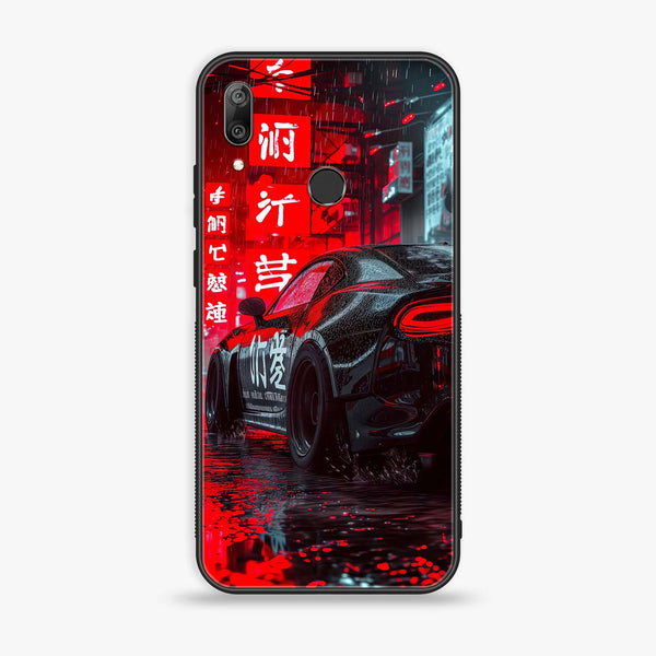 Huawei Y7 Prime (2019) - Tokyo Dark Night Racing Car - Premium Printed Glass soft Bumper shock Proof Case