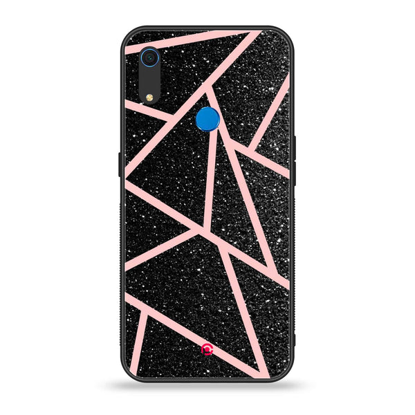 Huawei Y6s - Black Sparkle Glitter With RoseGold Lines -  Premium Printed Metal soft Bumper shock Proof Case