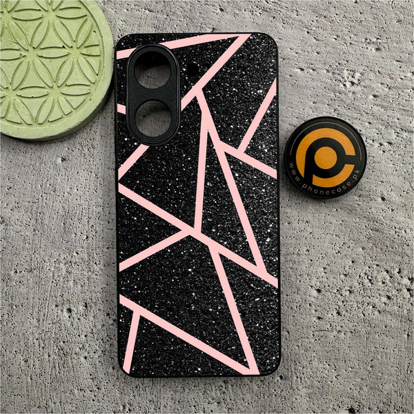 Xiaomi Redmi Turbo 4 - Black Sparkle Glitter With RoseGold Lines -  Premium Printed Metal soft Bumper shock Proof Case