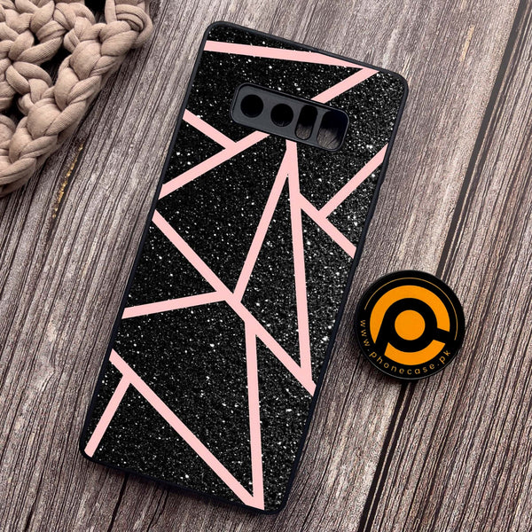 Samsung Galaxy Note 8 - Black Sparkle Glitter With RoseGold Lines - Premium Metal Printed soft Bumper shock Proof Case