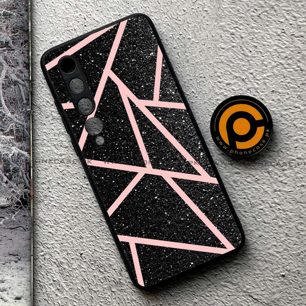 Xiaomi Mi 10 - Black Sparkle Glitter With RoseGold Lines - Premium Printed Metal soft Bumper shock Proof Case