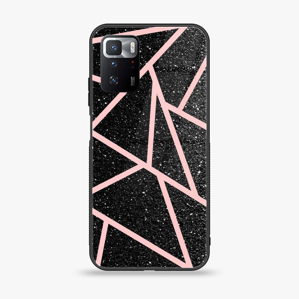 Xiaomi POCO X3 GT - Black Sparkle Glitter With RoseGold Lines -  Premium Printed Metal soft Bumper shock Proof Case