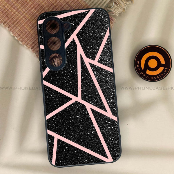 Black Sparkle Glitter With RoseGold Lines - Premium Printed Metal soft Bumper Shock Proof Case