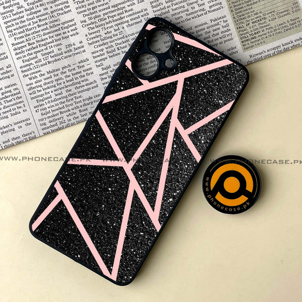 Samsung Galaxy A06 - Black Sparkle Glitter With RoseGold Lines - Premium Metal Printed soft Bumper shock Proof Case CS-45308